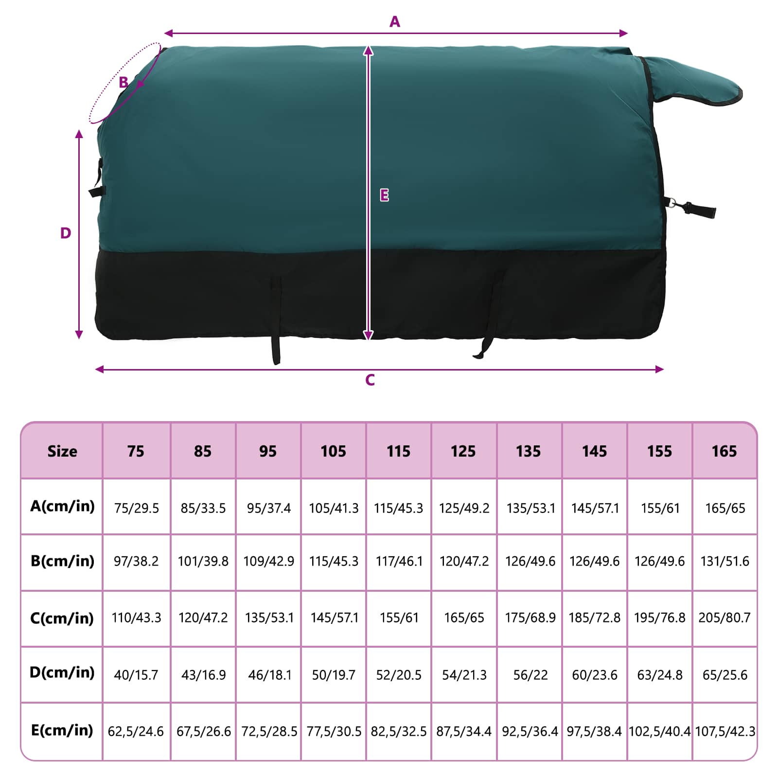 Pferdedecke Dunkelgrün und Schwarz 145 cm Polyester