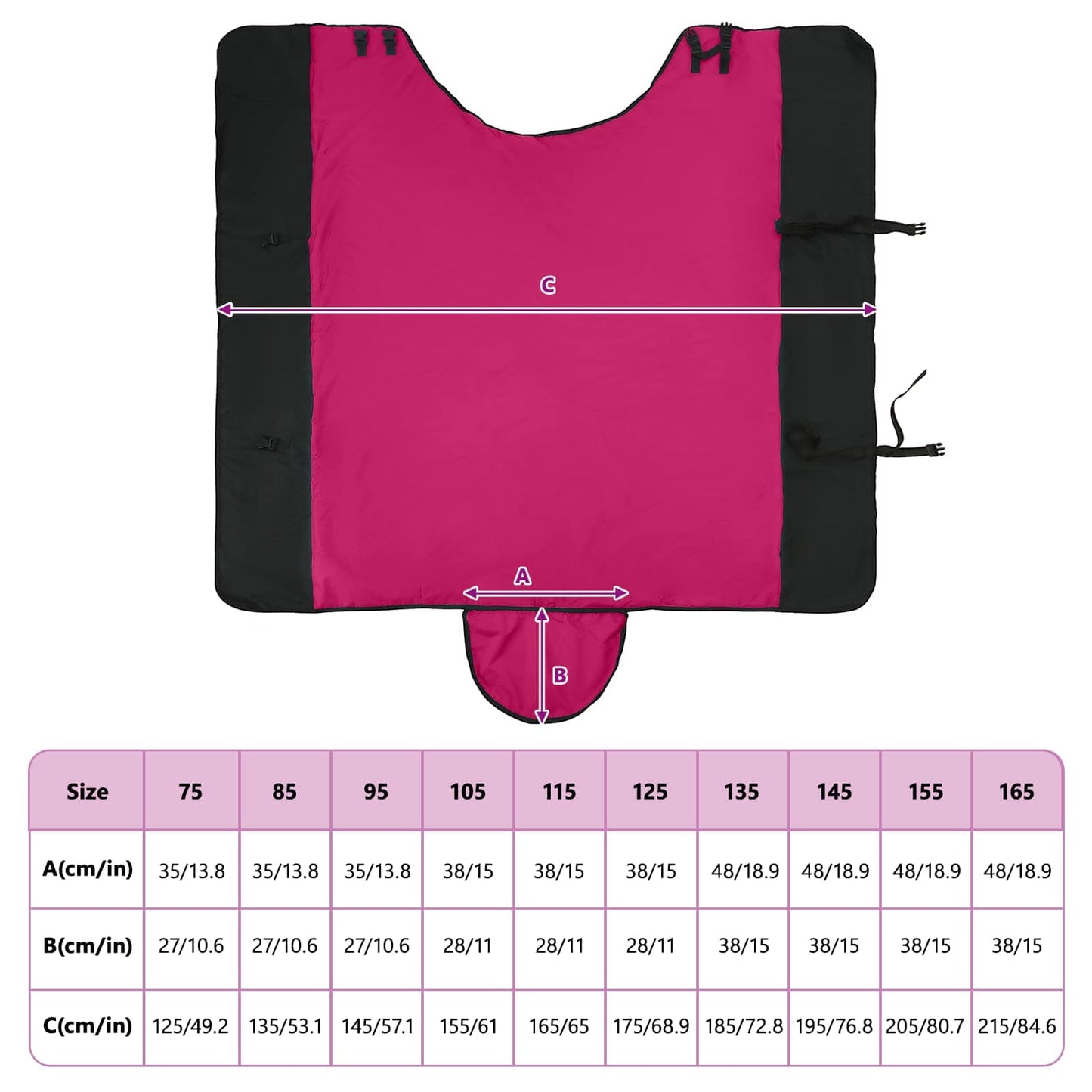 Pferdedecke Rosa und Schwarz 125 cm Polyester