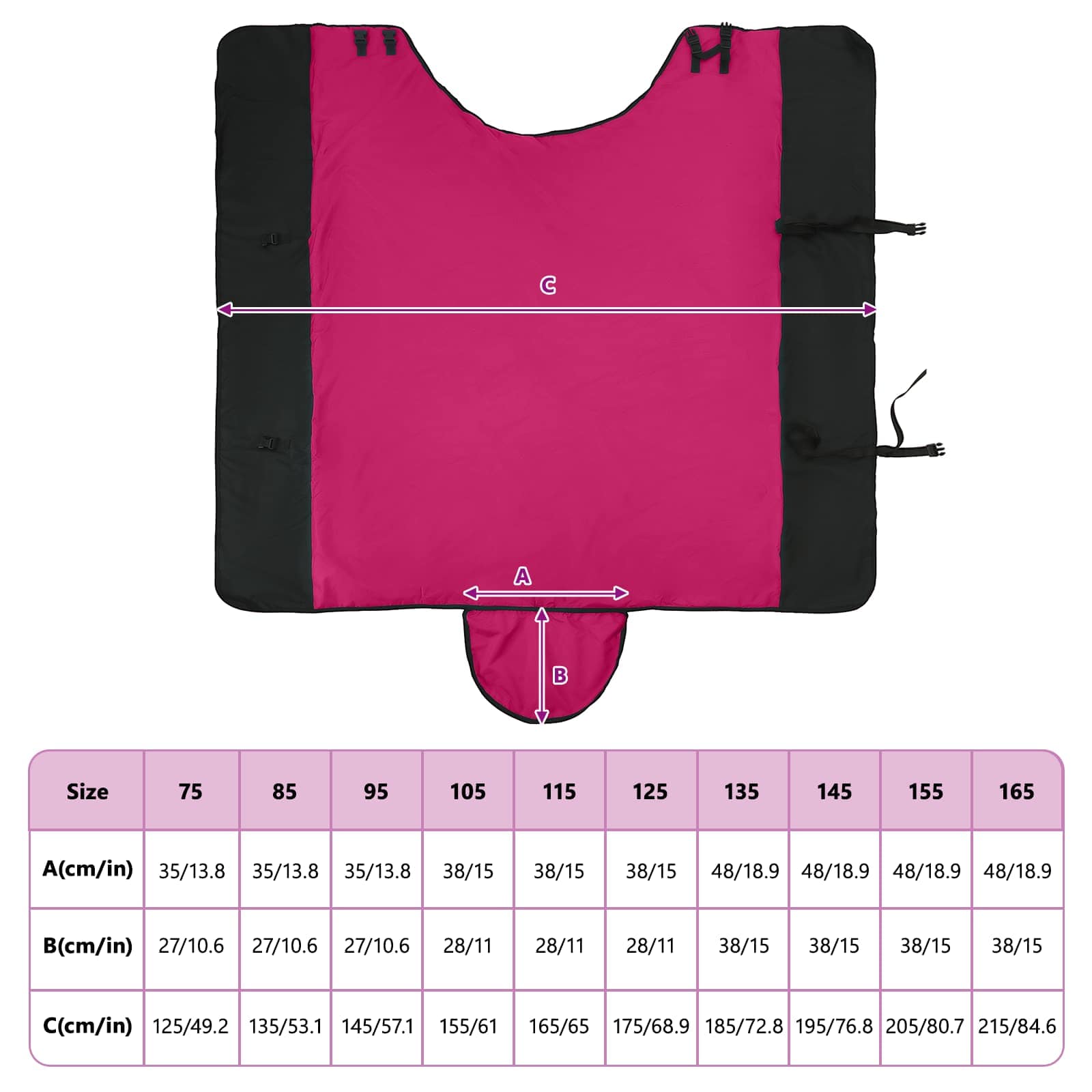 Pferdedecke Rosa und Schwarz 125 cm Polyester