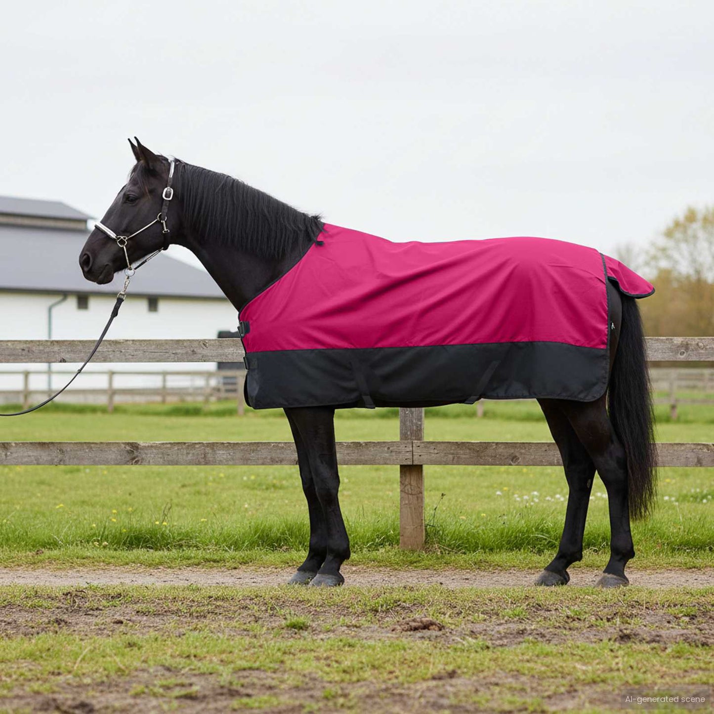 Pferdedecke Rosa und Schwarz 145 cm Polyester