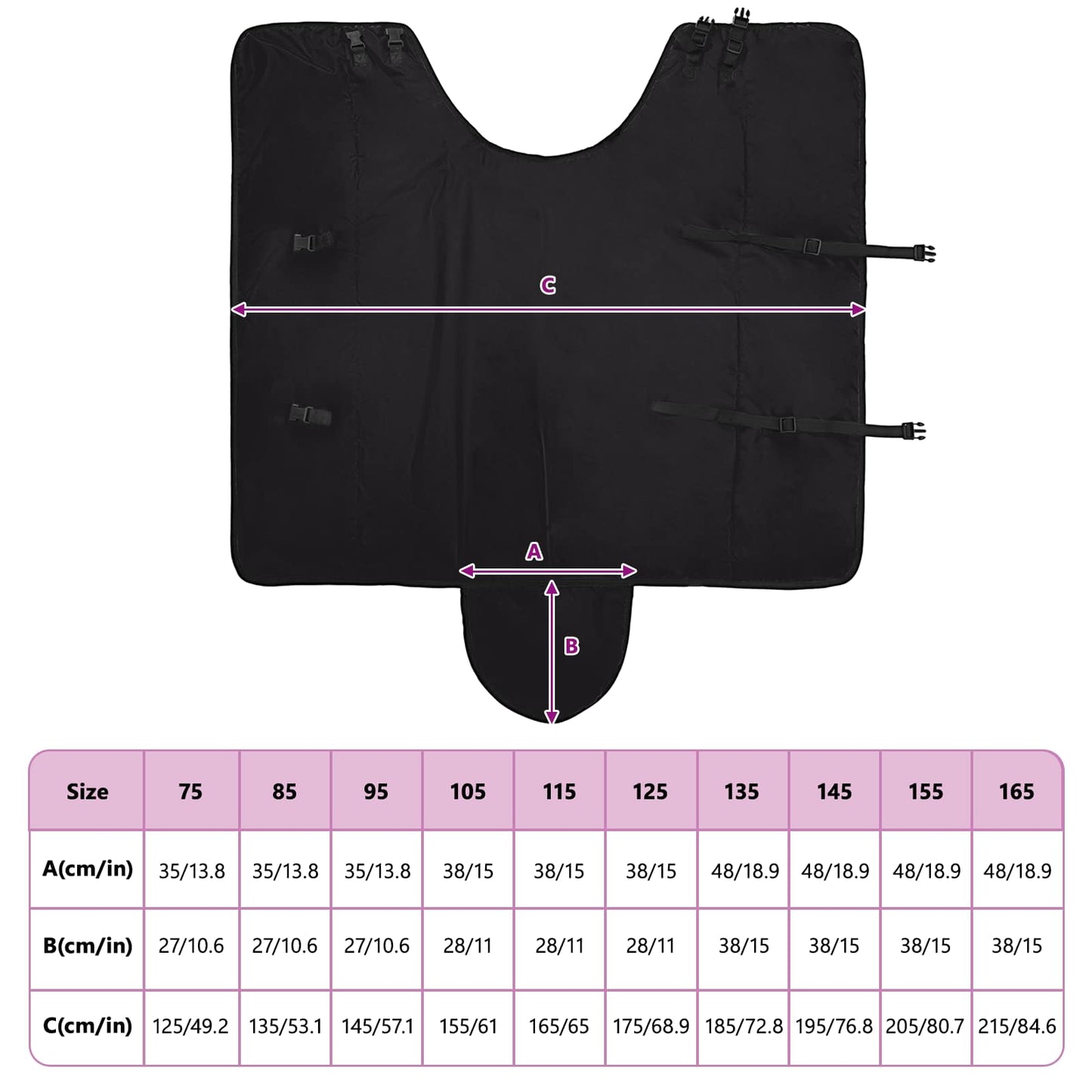 Pferdedecke Voll Schwarz 125 cm Polyester
