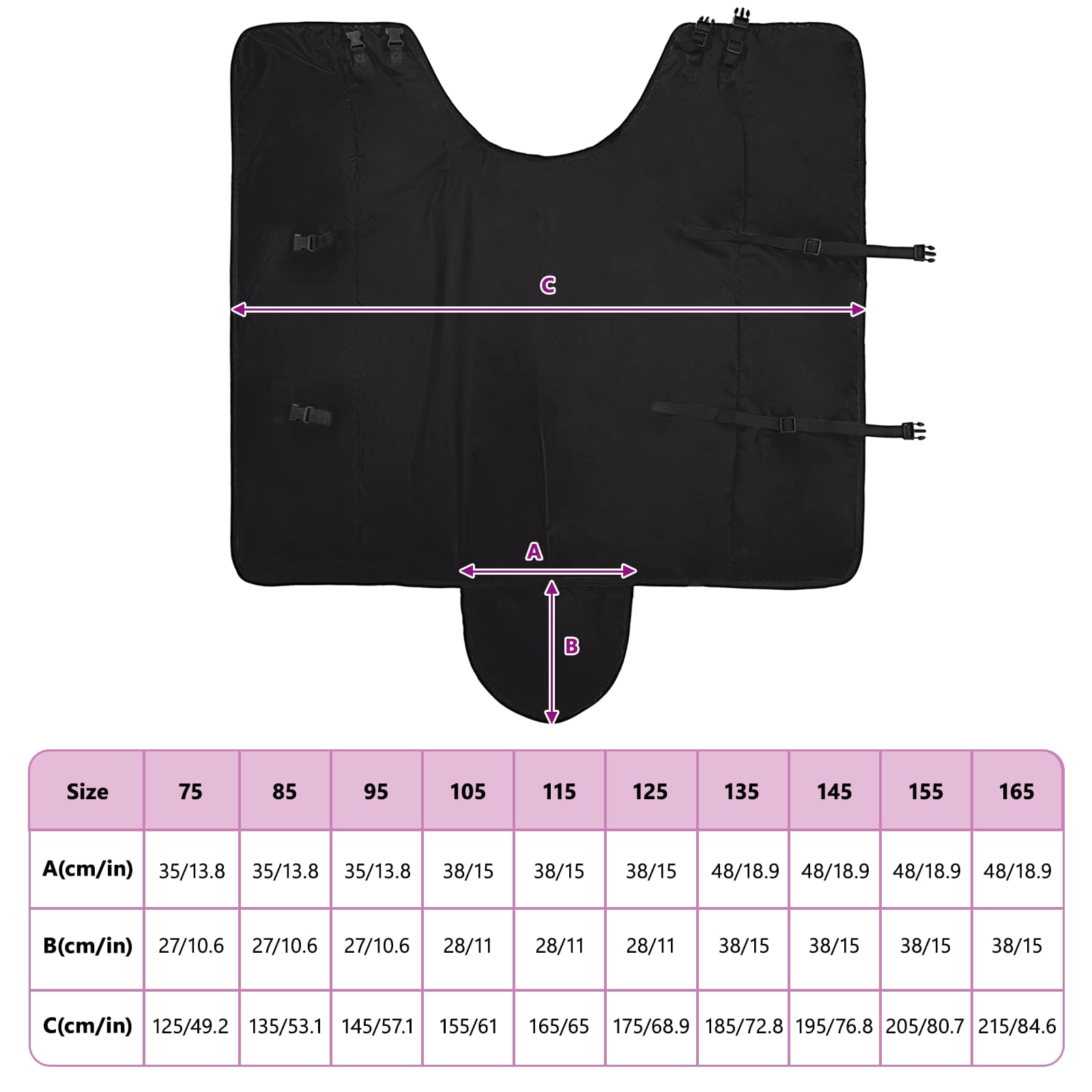 Pferdedecke Voll Schwarz 125 cm Polyester