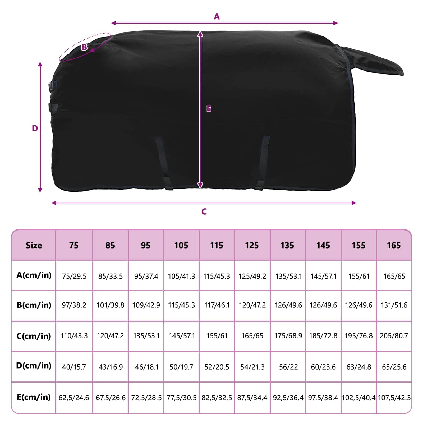 Pferdedecke Voll Schwarz 145 cm Polyester