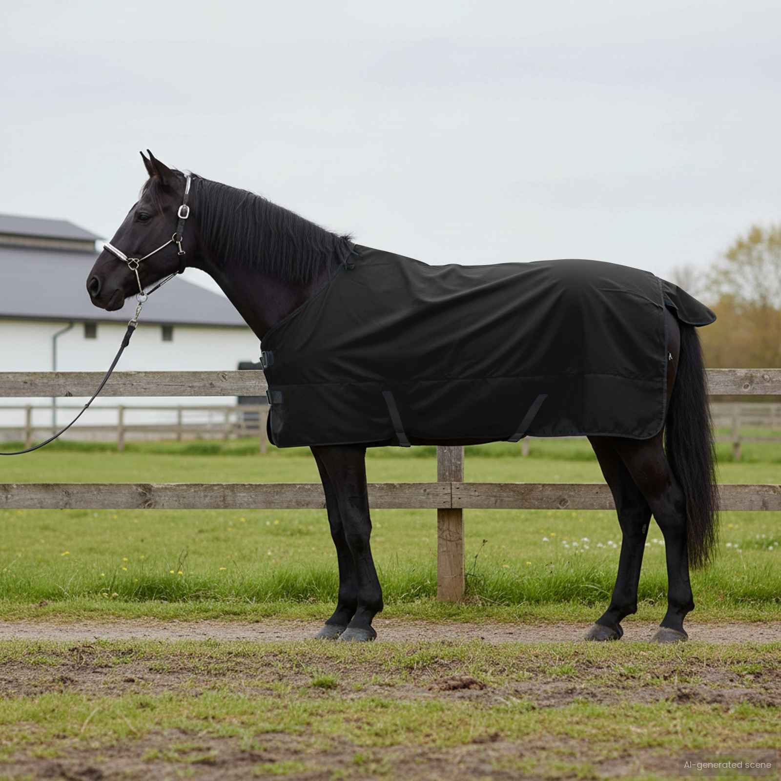 Pferdedecke Voll Schwarz 155 cm Polyester