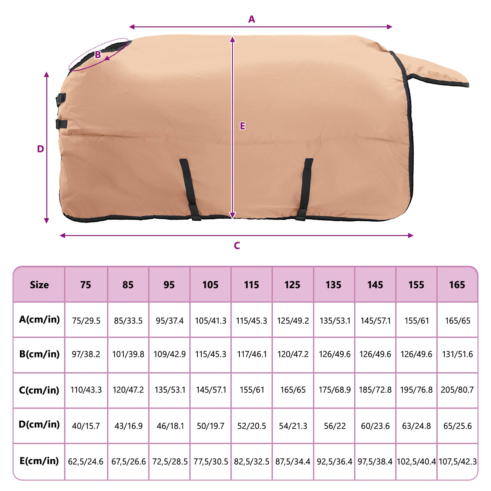 Pferdedecke Cappuccino 155 cm Polyester