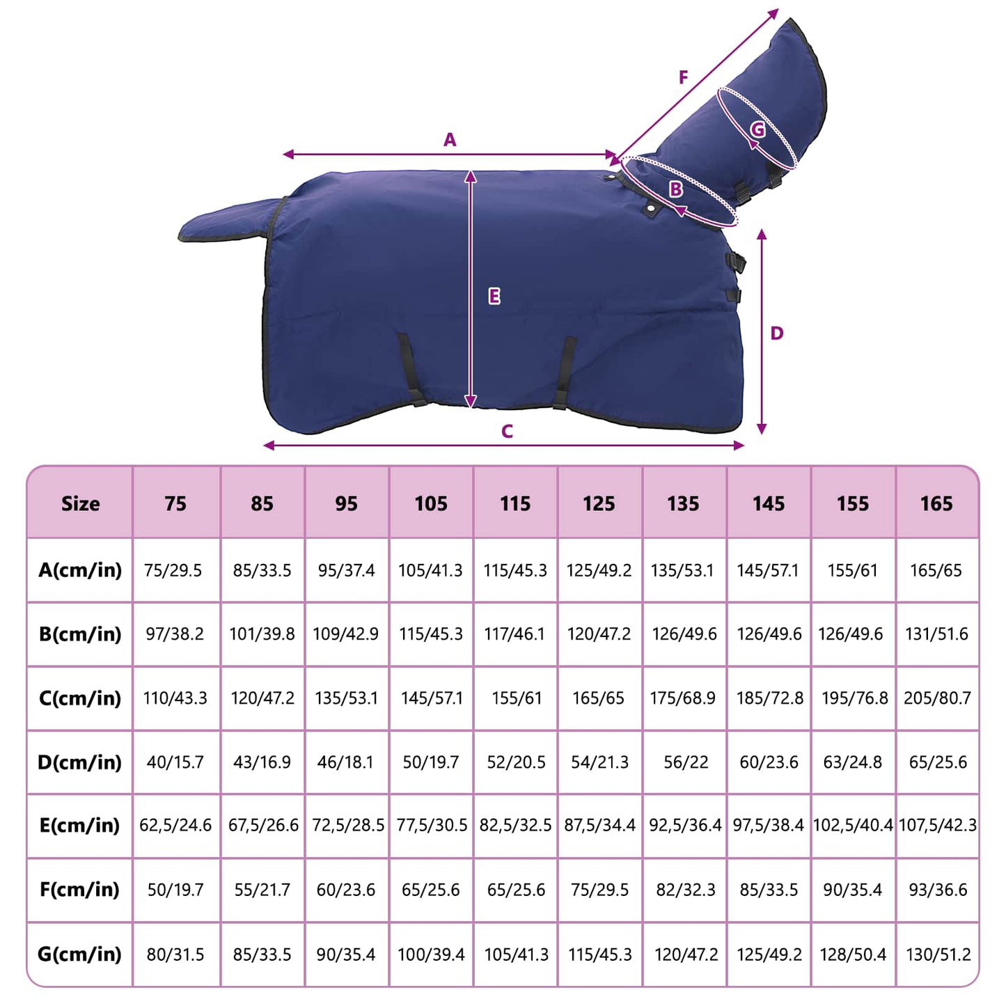Pferdedecke Vollnavy Blau 135 cm Polyester