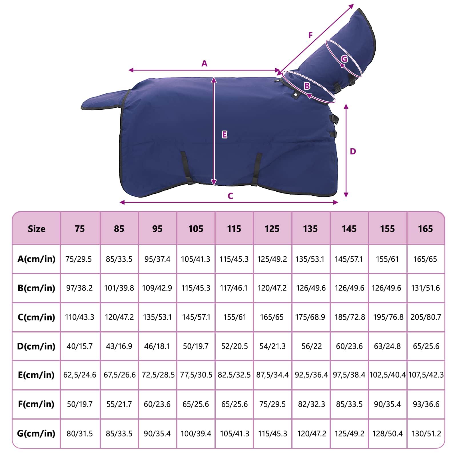 Pferdedecke Vollnavy Blau 135 cm Polyester