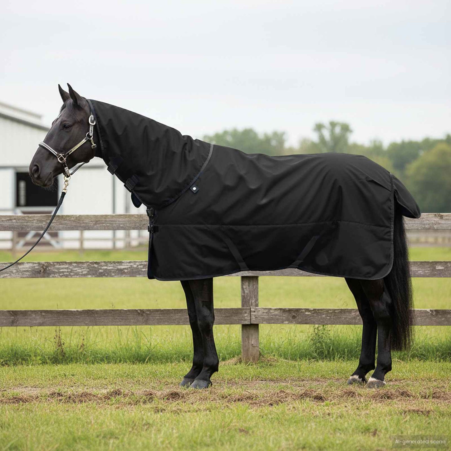Pferdedecke Voll Schwarz 145 cm Polyester