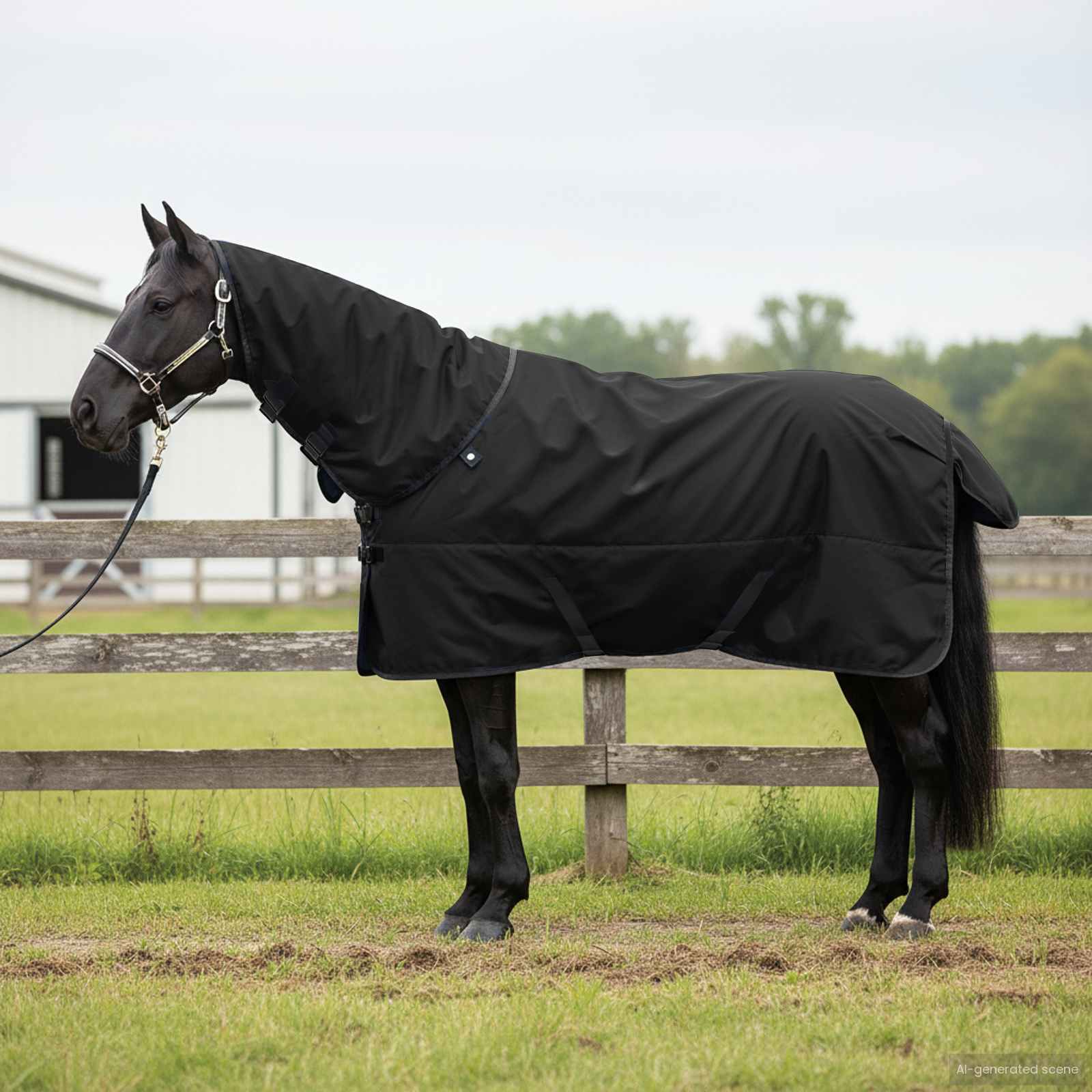 Pferdedecke Voll Schwarz 145 cm Polyester