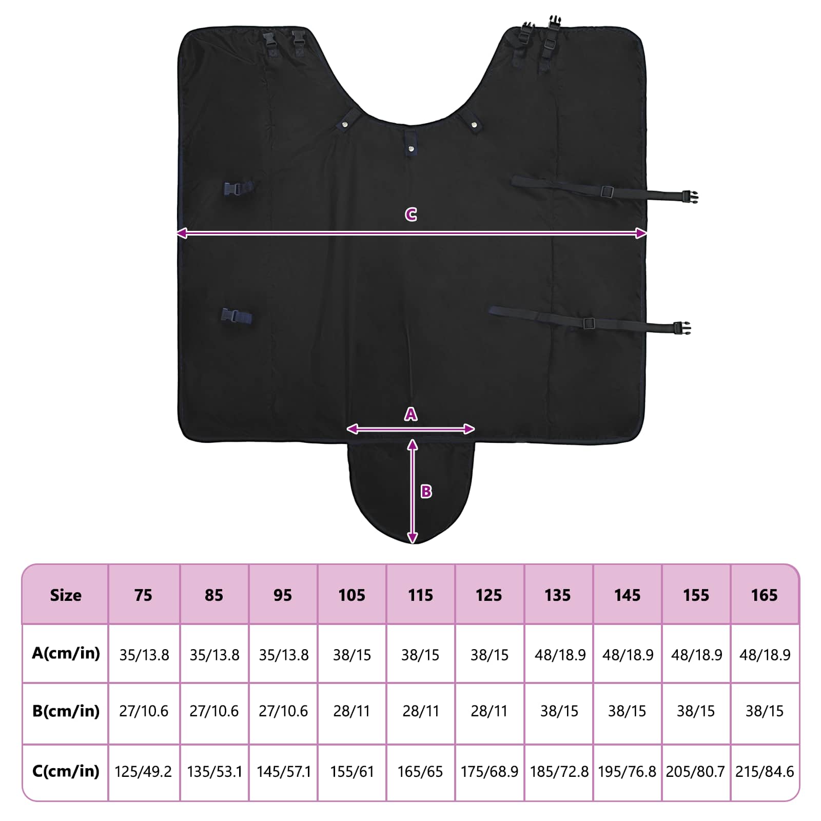 Pferdedecke Voll Schwarz 145 cm Polyester