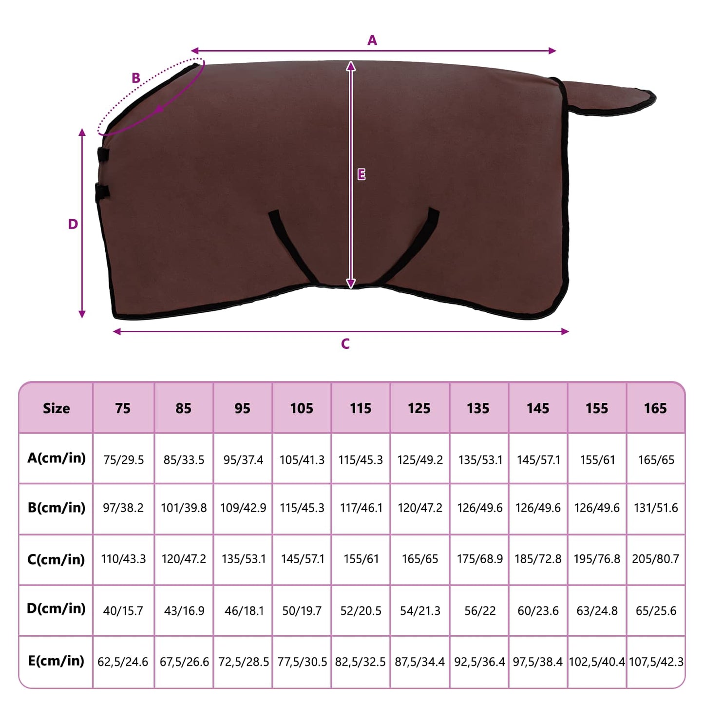 Pferdedecke Volles Dunkelbraun 95 cm Polyester-Fleece