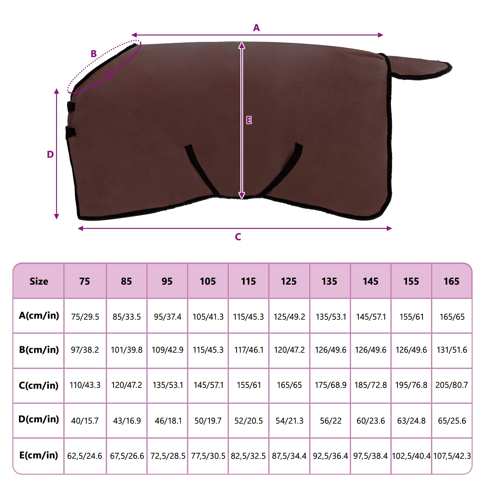 Pferdedecke Volles Dunkelbraun 115 cm Polyester-Fleece