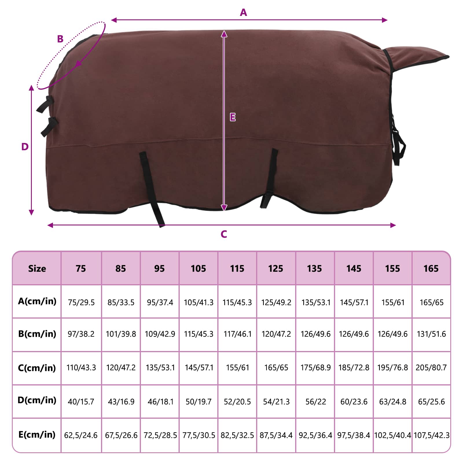 Pferdedecke Volles Dunkelbraun 125 cm Polyester-Fleece
