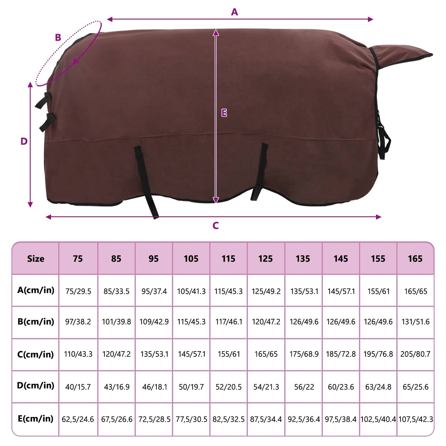 Pferdedecke Volles Dunkelbraun 135 cm Polyester-Fleece