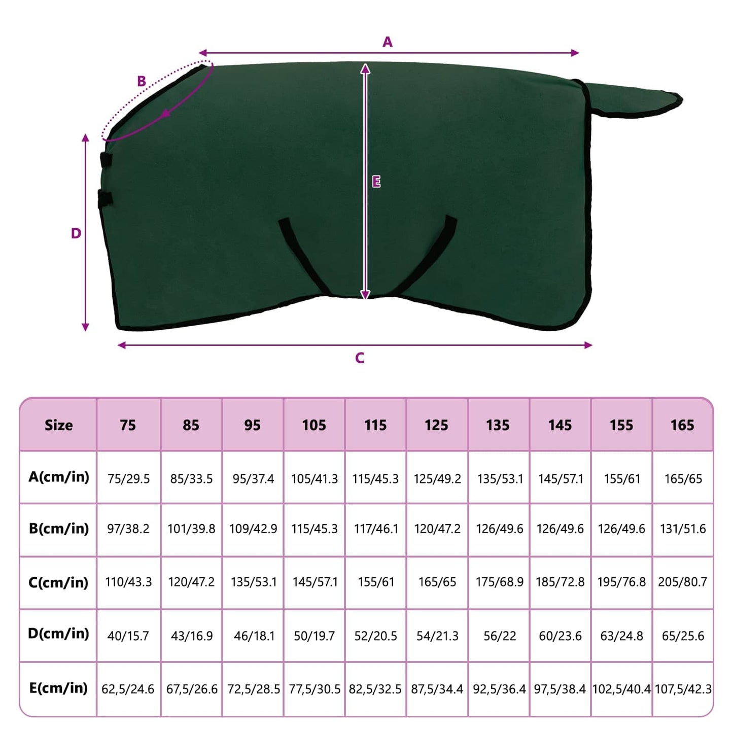 Pferdedecke Dunkelgrün 85 cm Polyester-Fleece
