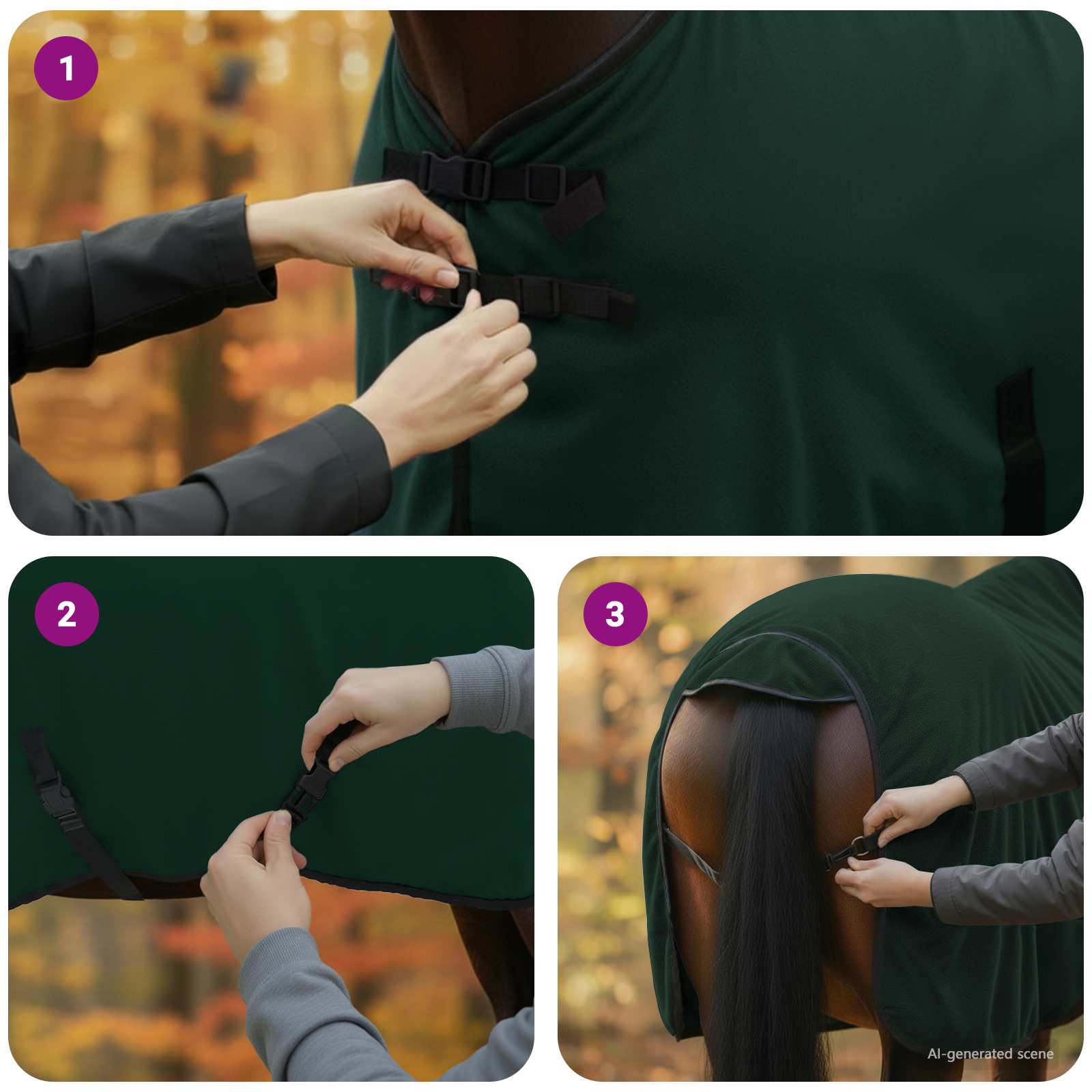 Pferdedecke Dunkelgrün 115 cm Polyester-Fleece
