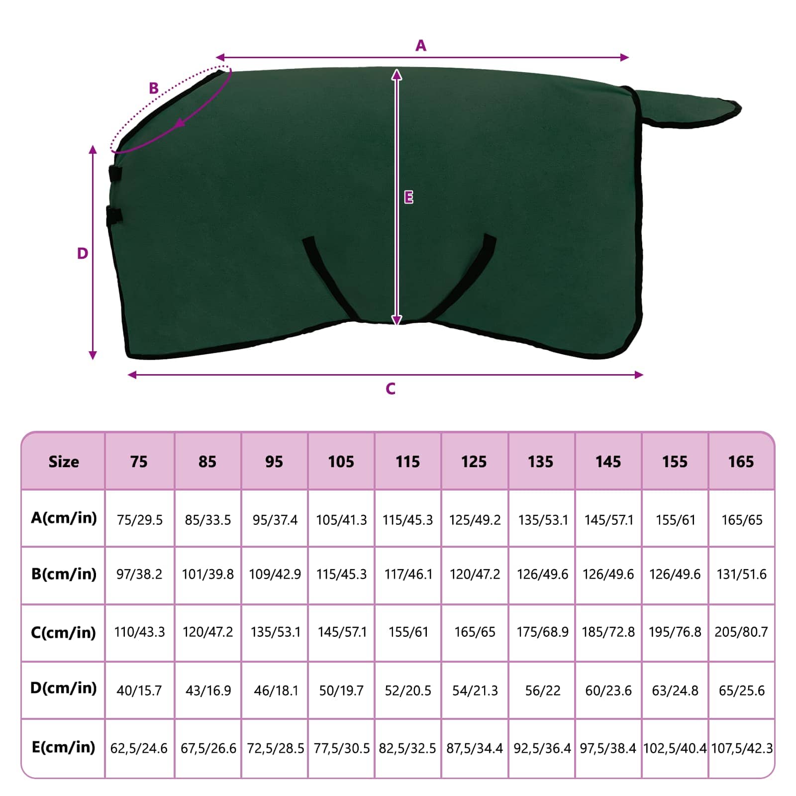 Pferdedecke Dunkelgrün 115 cm Polyester-Fleece