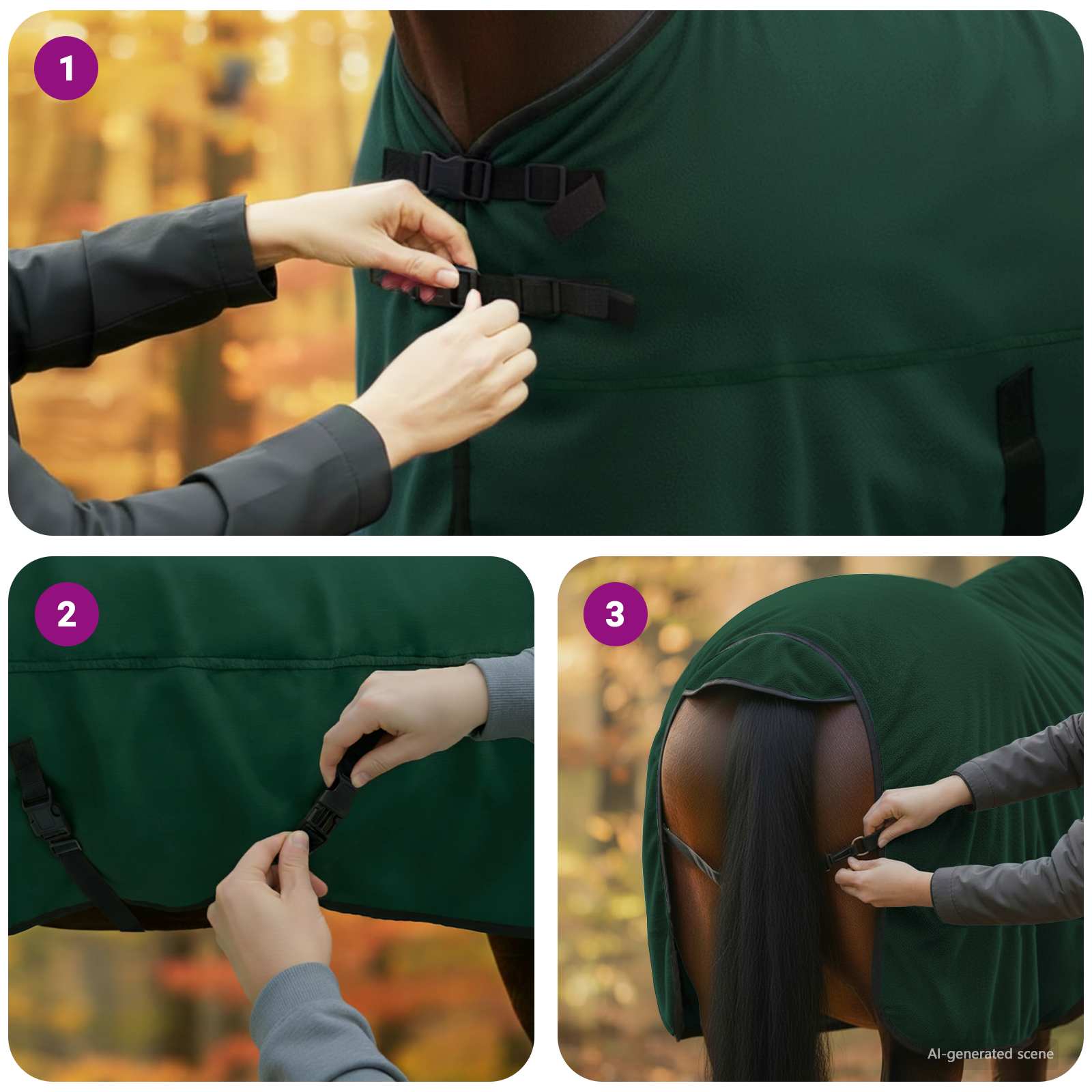 Pferdedecke Dunkelgrün 145 cm Polyester-Fleece
