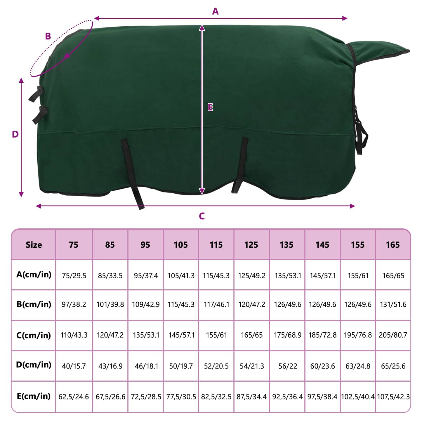 Pferdedecke Dunkelgrün 165 cm Polyester-Fleece