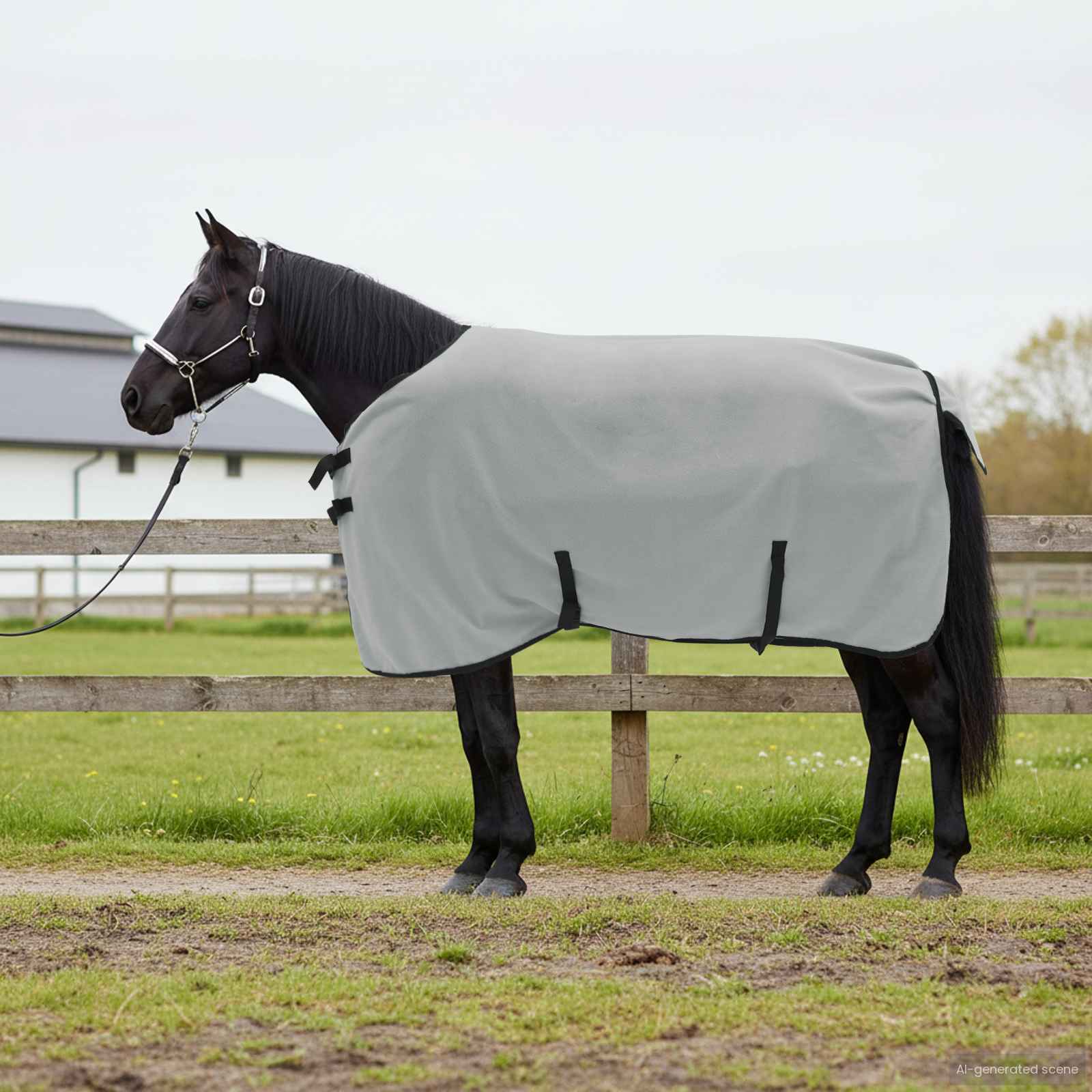 Pferdedecke Hellgrau und Rosa 115 cm Polyester-Fleece