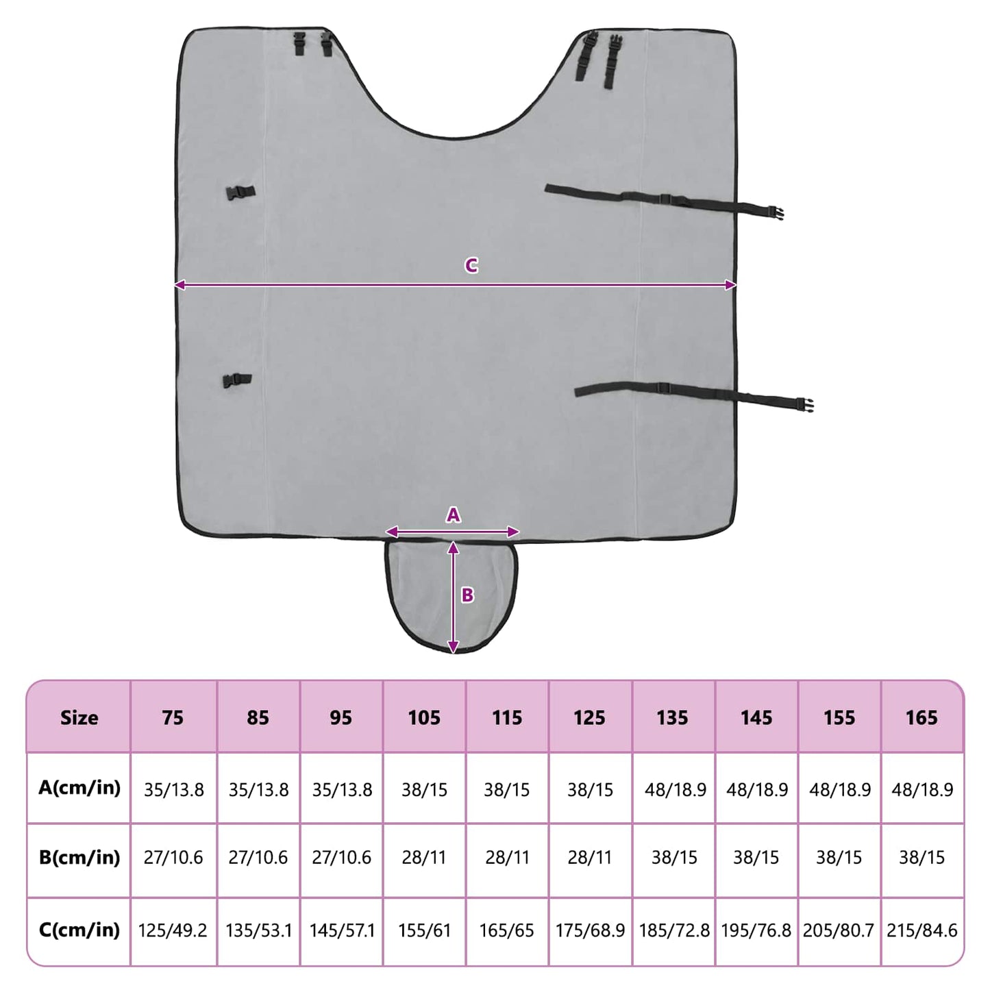 Pferdedecke Hellgrau und Rosa 125 cm Polyester-Fleece