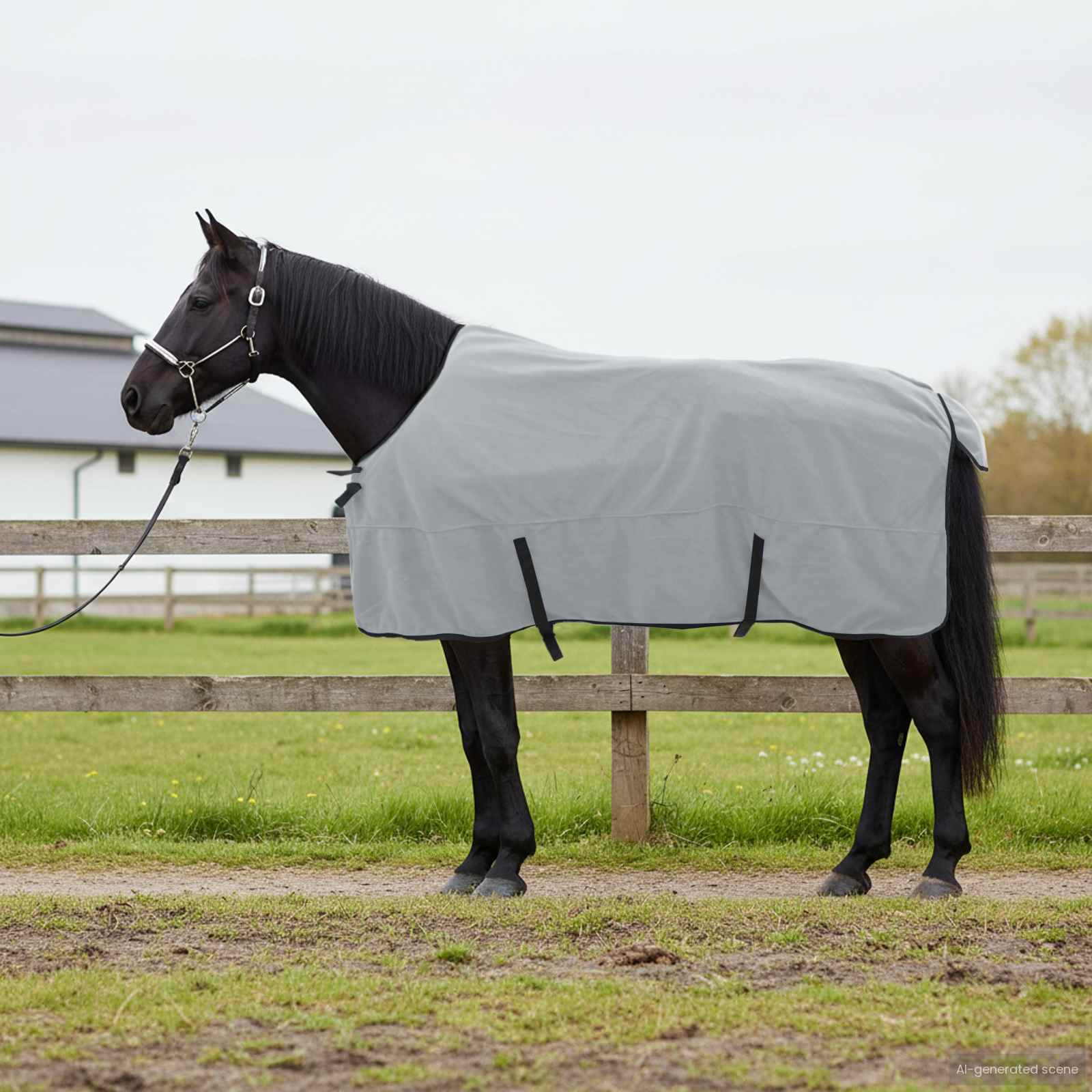 Pferdedecke Hellgrau und Rosa 145 cm Polyester-Fleece