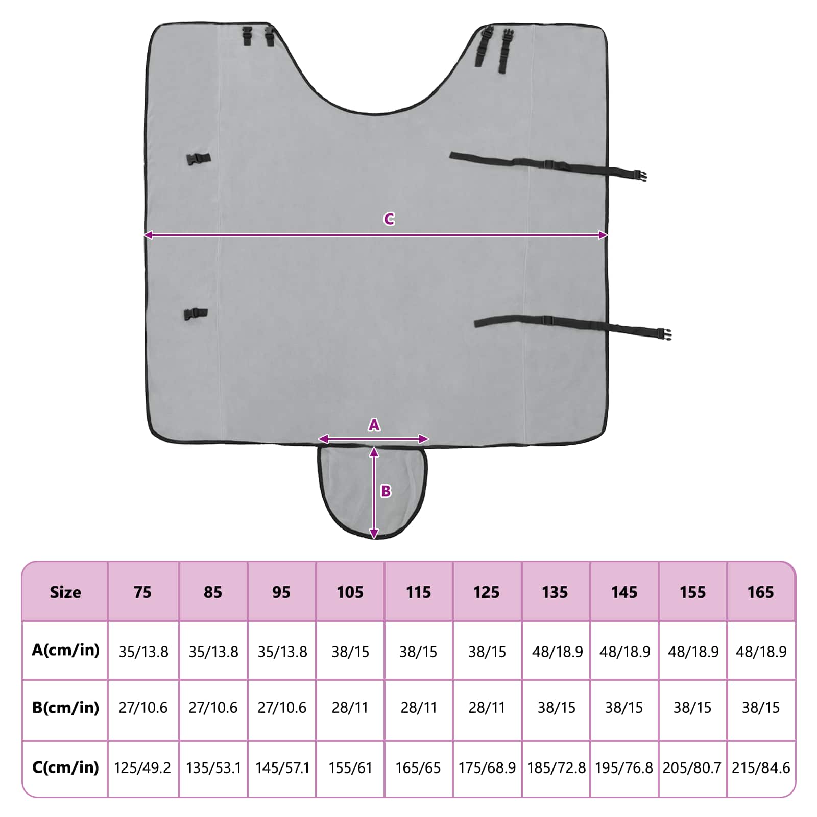Pferdedecke Hellgrau und Rosa 145 cm Polyester-Fleece