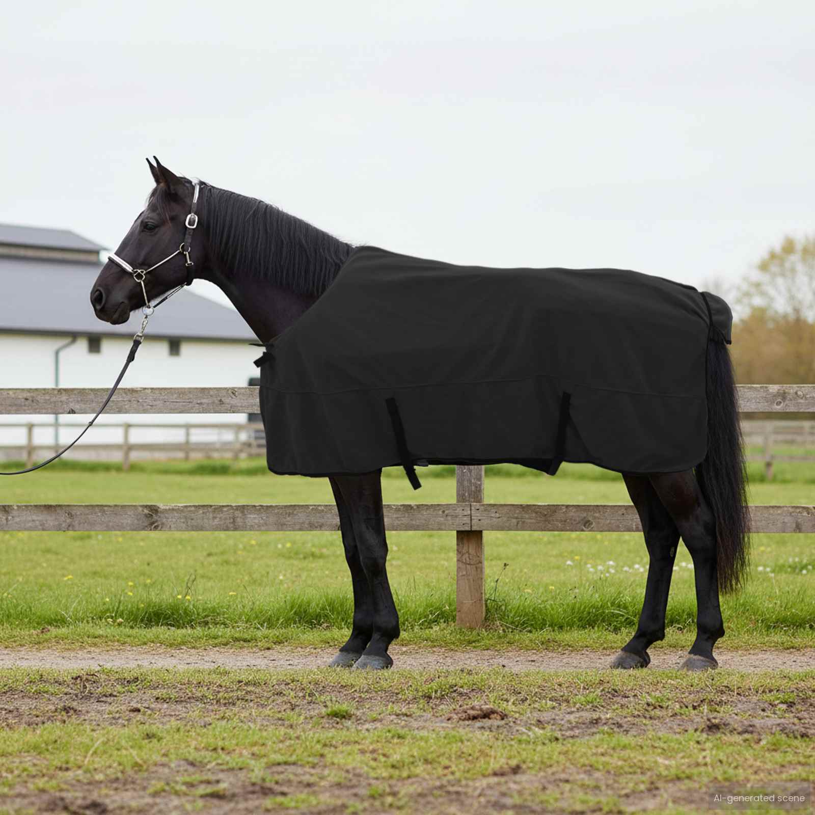 Pferdedecke Schwarz 125 cm Polyester-Fleece