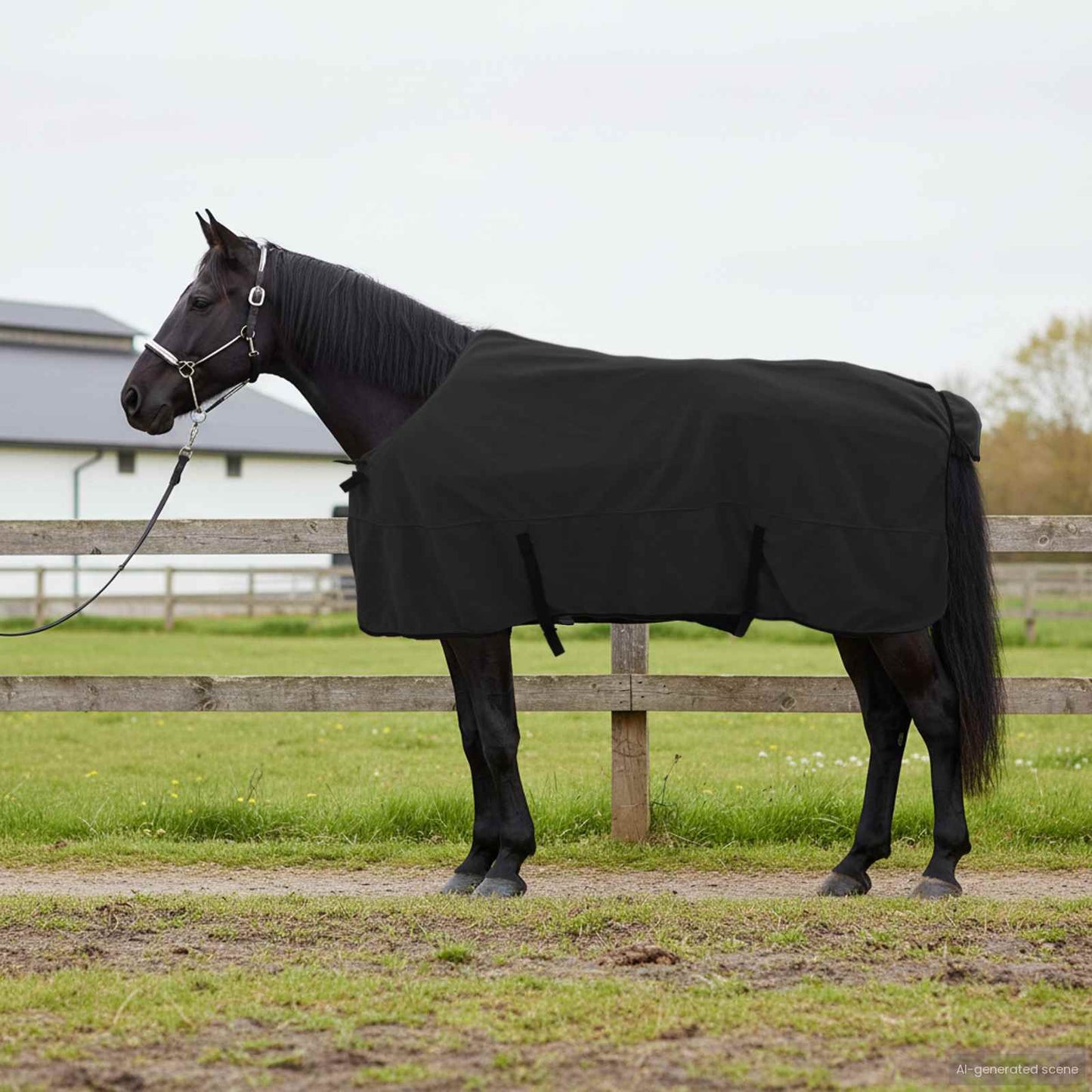 Pferdedecke Schwarz 165 cm Polyester-Fleece