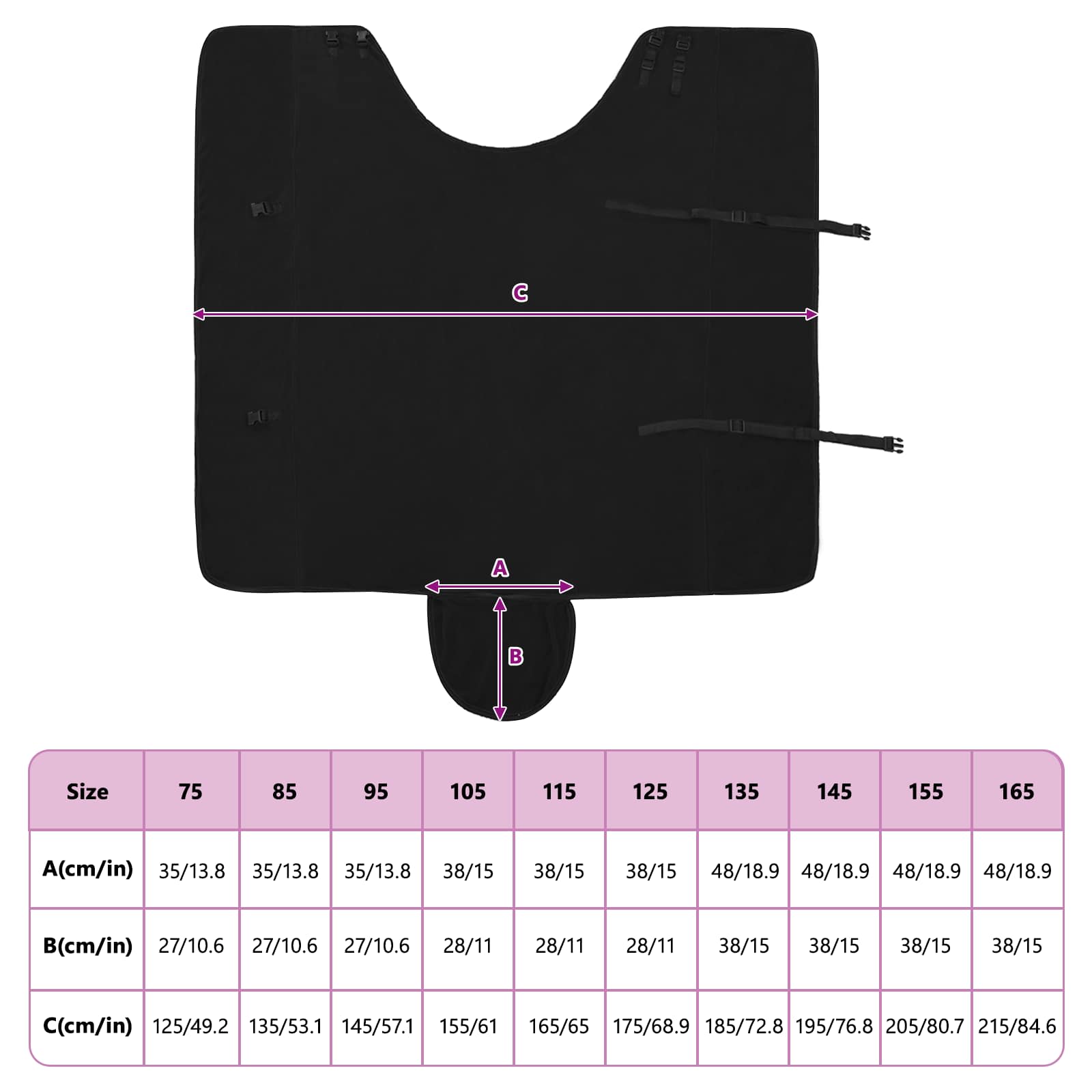 Pferdedecke Schwarz 165 cm Polyester-Fleece