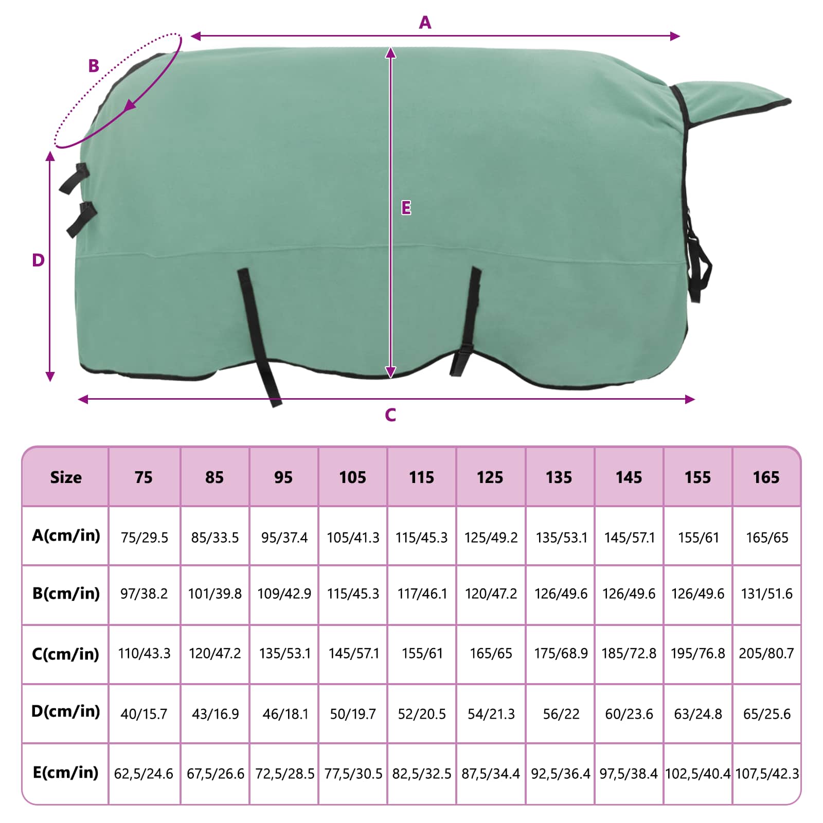 Pferdedecke Sondergrün 125 cm Polyester-Fleece