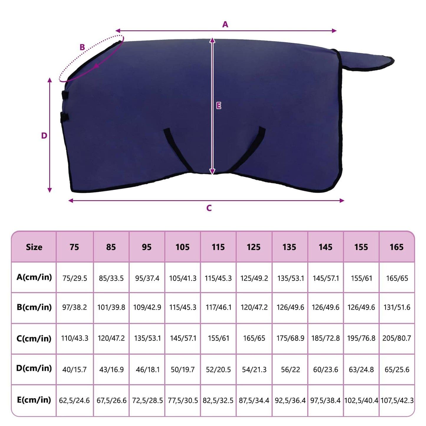 Pferdedecke Marineblau 85 cm Polyester-Fleece