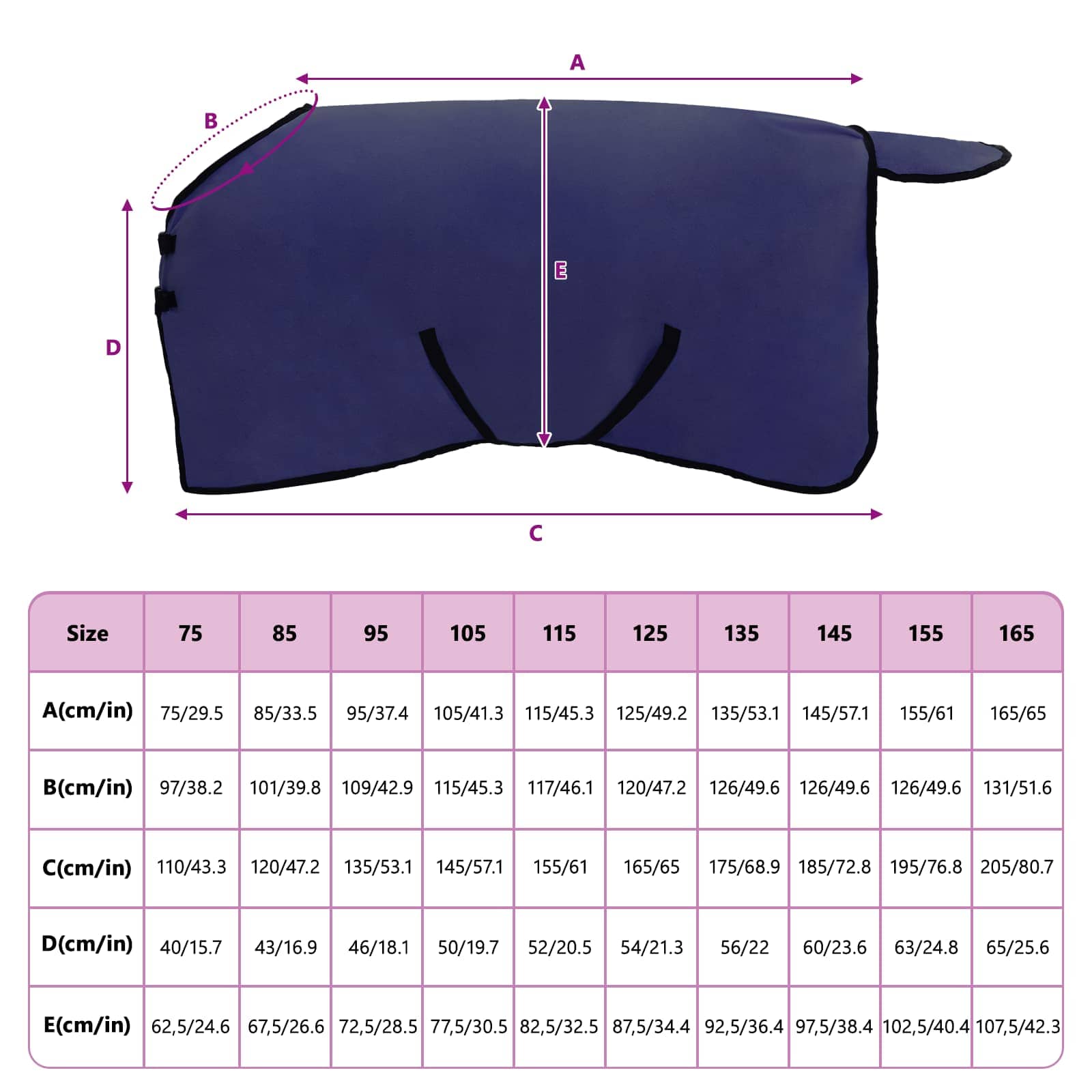 Pferdedecke Marineblau 85 cm Polyester-Fleece