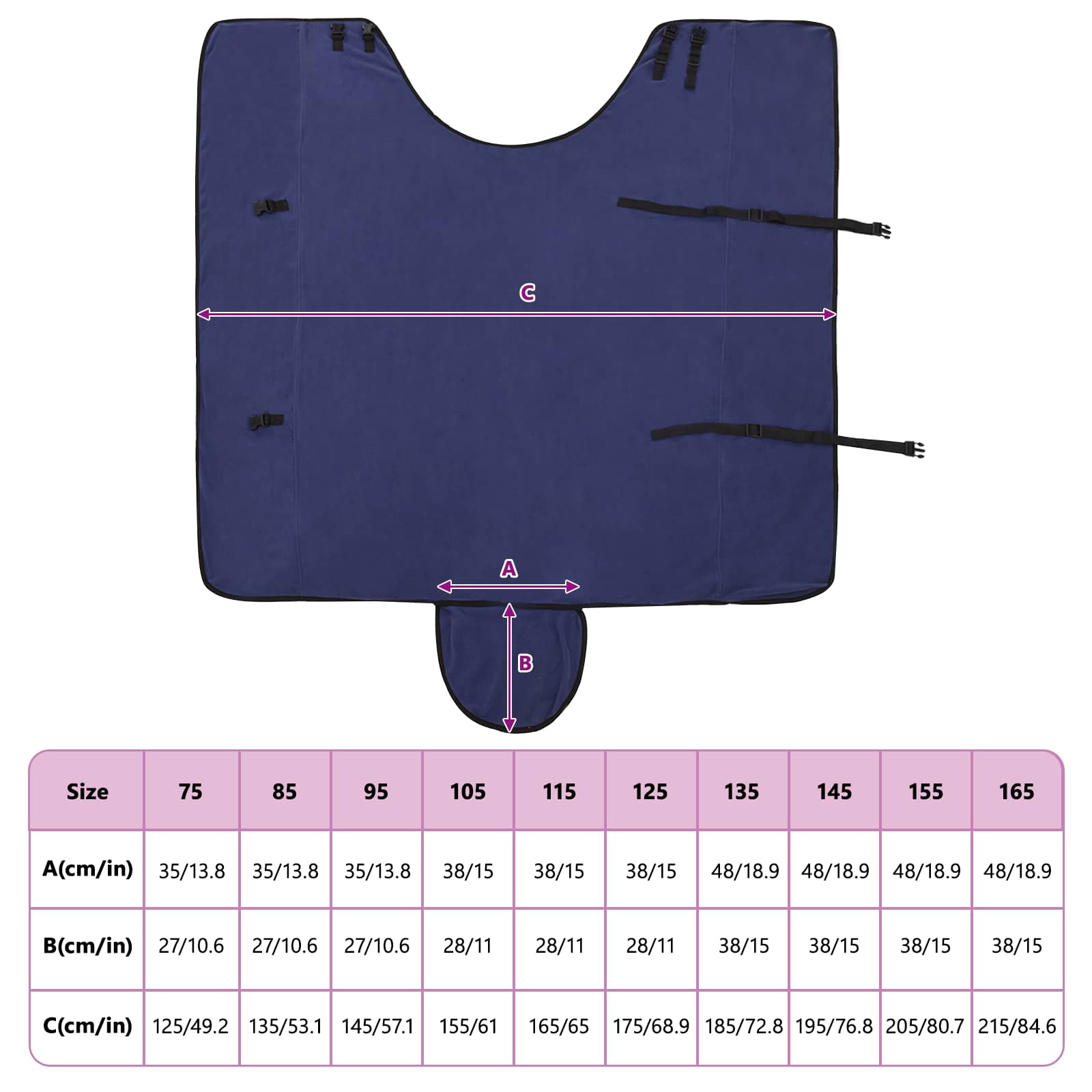 Pferdedecke Marineblau 125 cm Polyester-Fleece