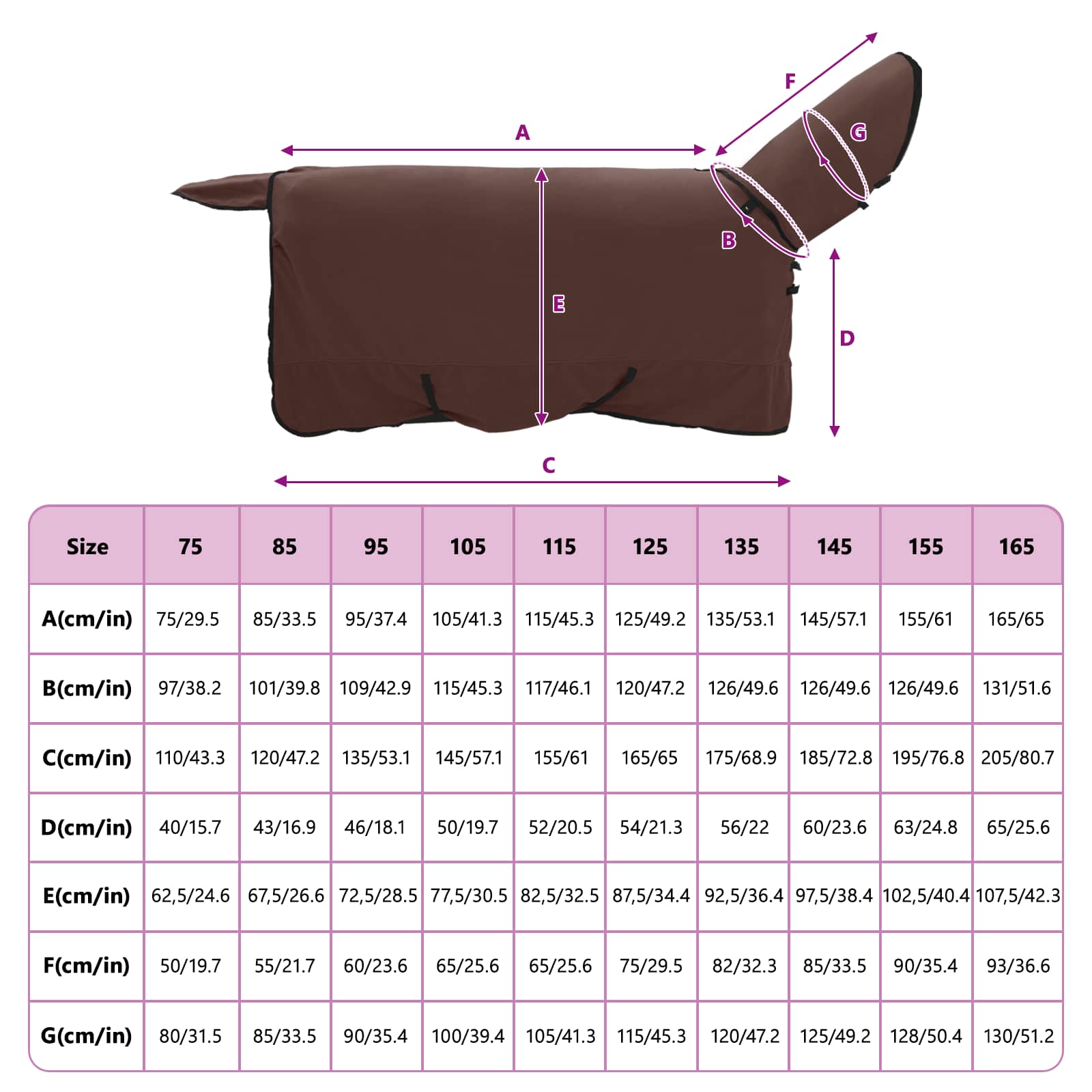 Pferdedecke Volles Dunkelbraun 155 cm Polyester-Fleece