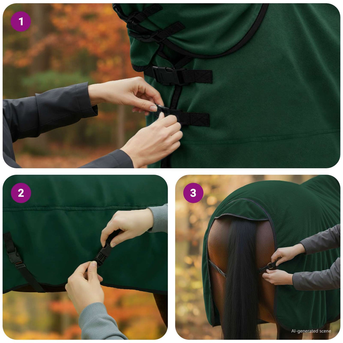 Pferdedecke Dunkelgrün 145 cm Polyester-Fleece