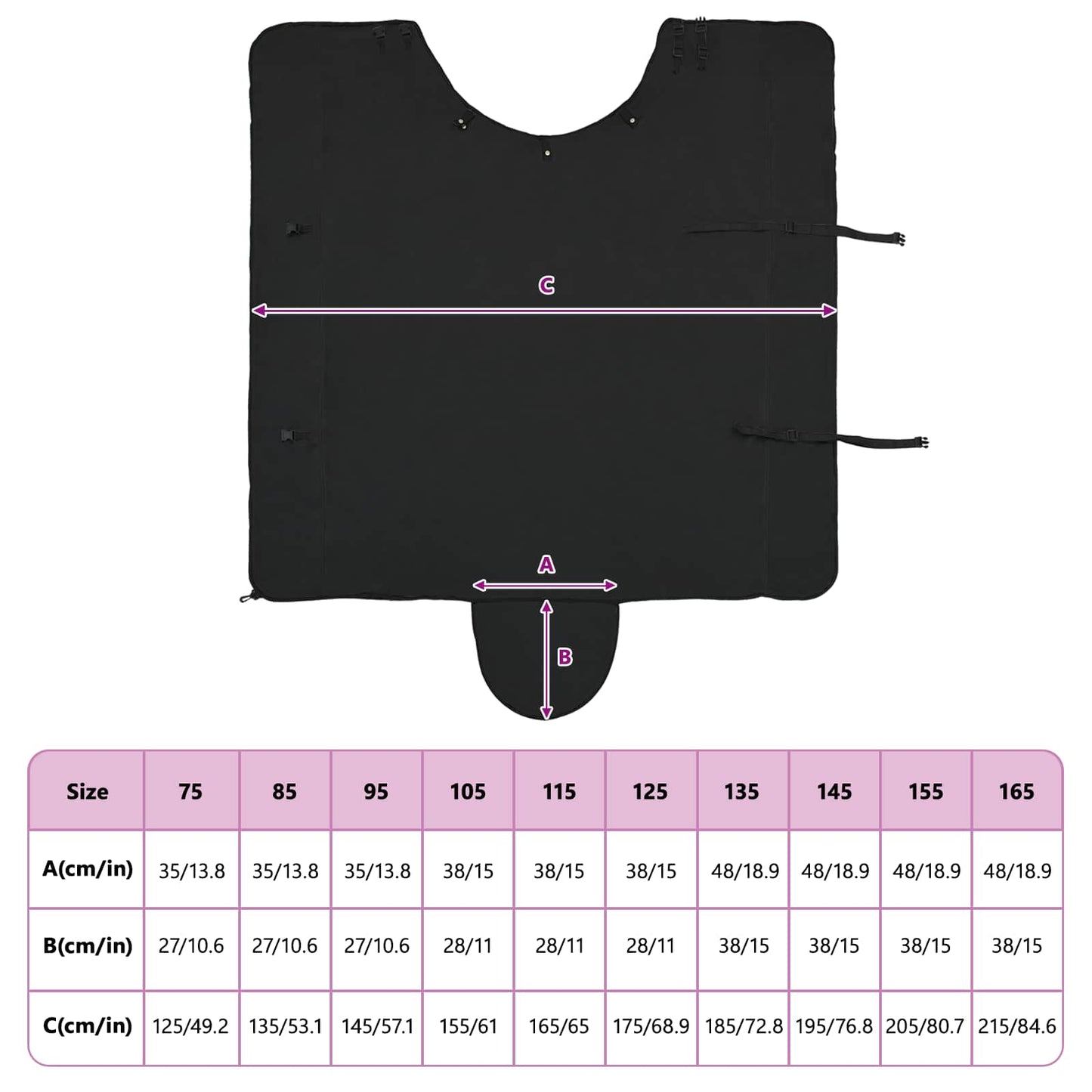 Pferdedecke Schwarz 135 cm Polyester-Fleece