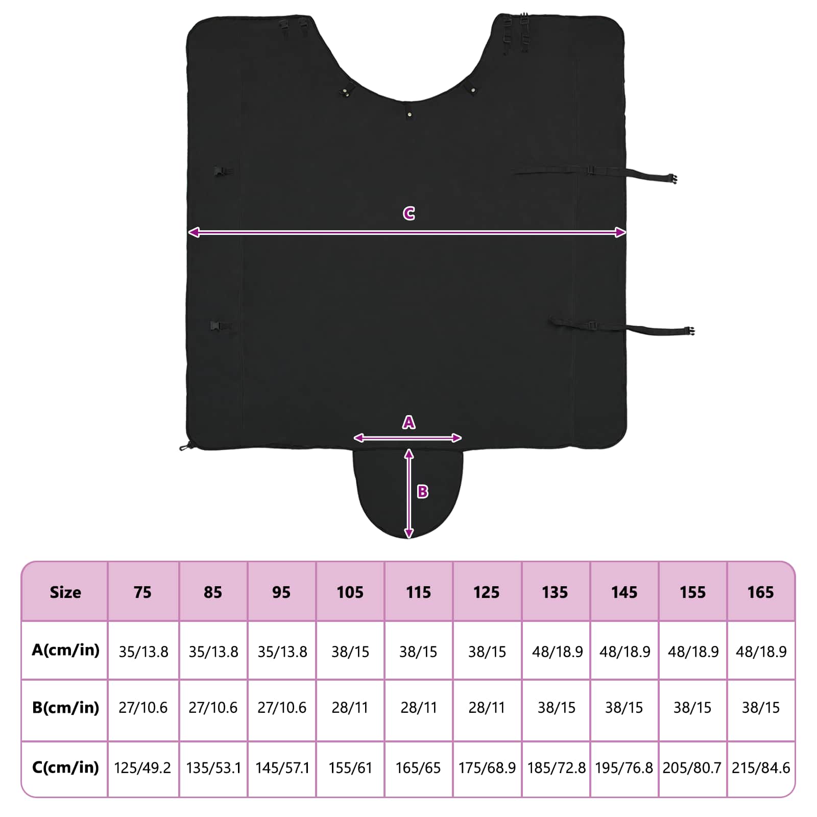 Pferdedecke Schwarz 145 cm Polyester-Fleece