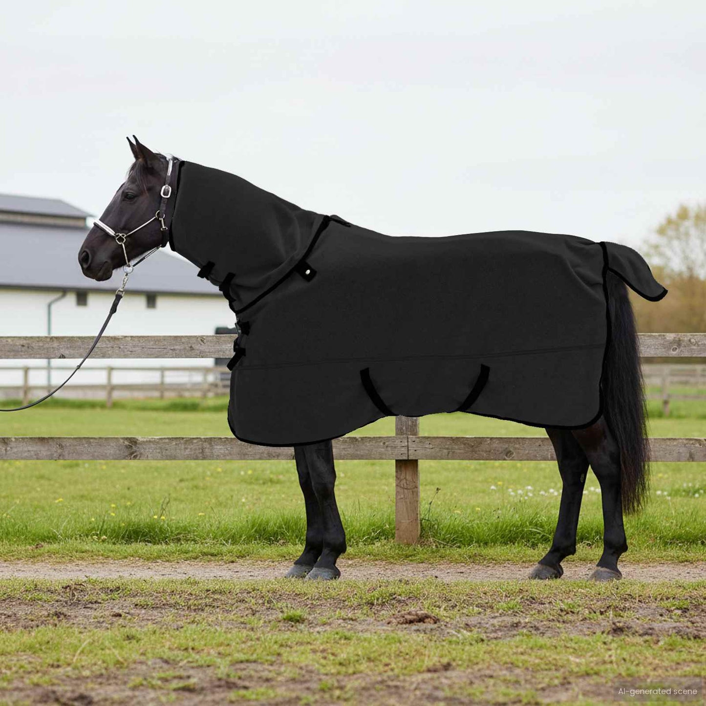 Pferdedecke Schwarz 155 cm Polyester-Fleece