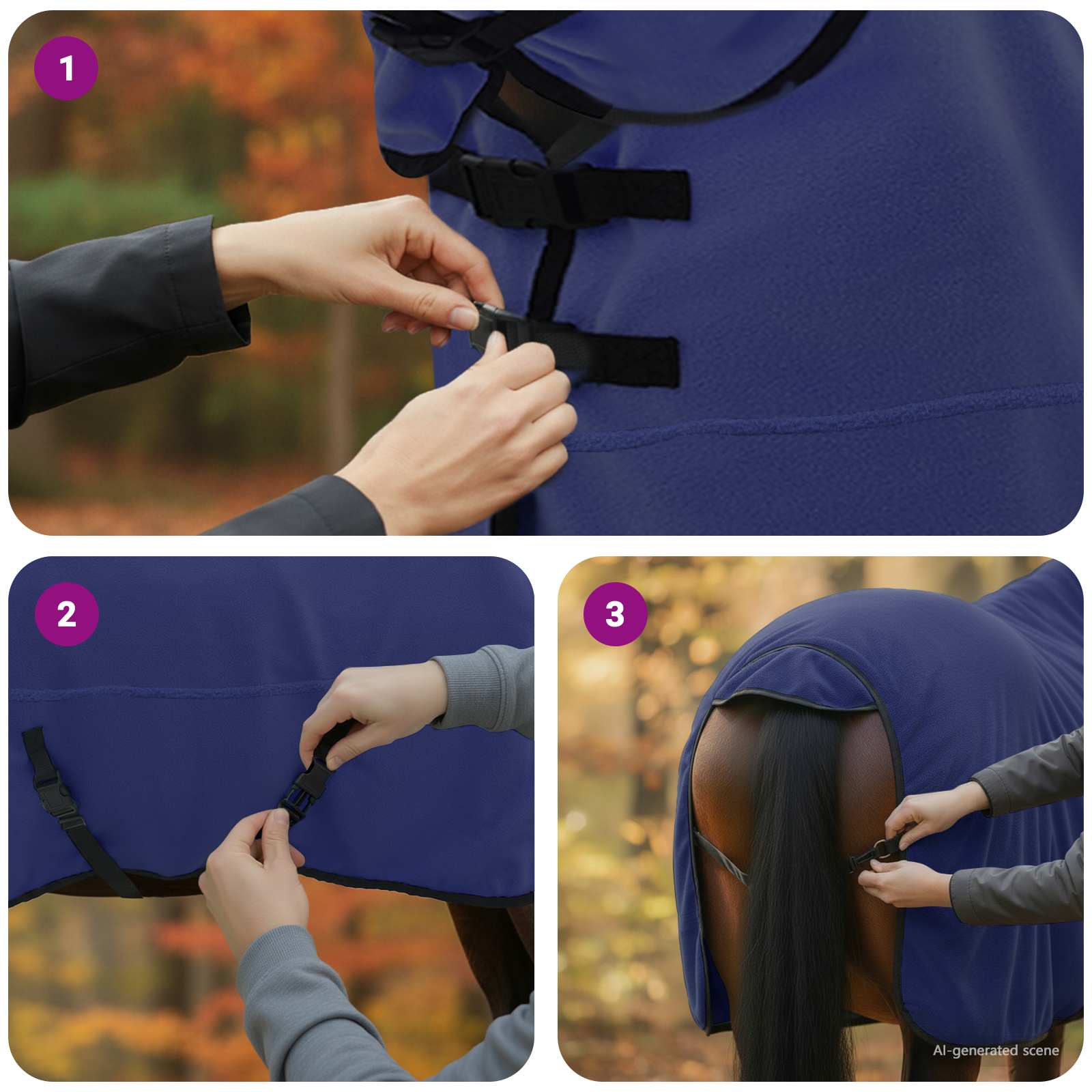 Pferdedecke Marineblau 135 cm Polyester-Fleece