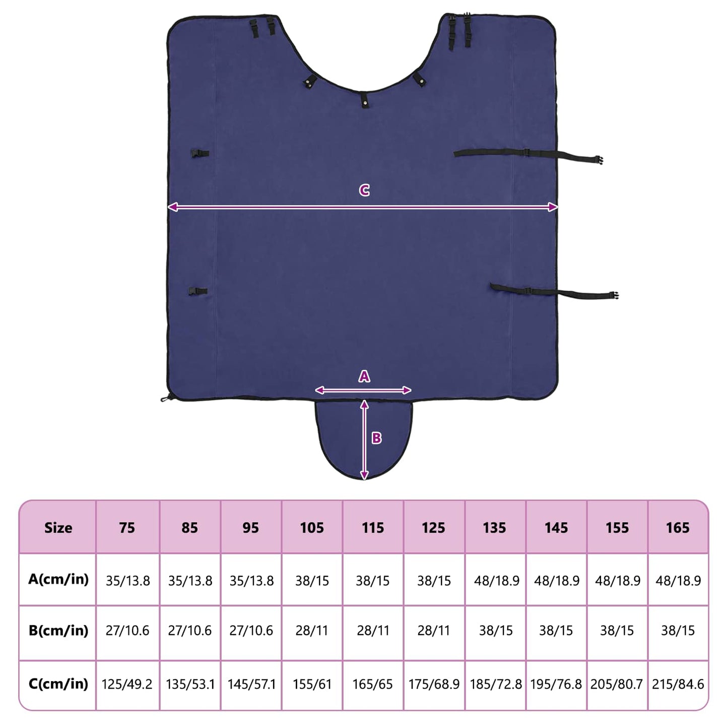 Pferdedecke Marineblau 135 cm Polyester-Fleece