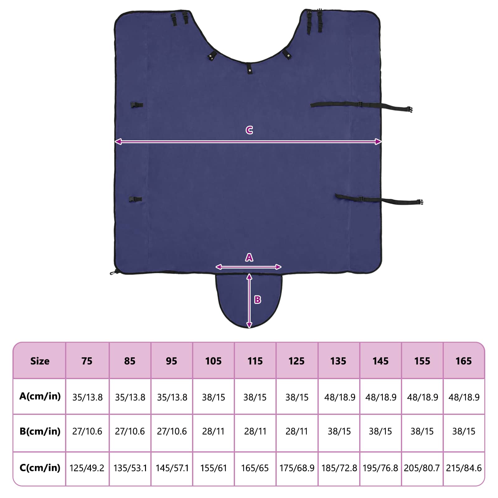 Pferdedecke Marineblau 135 cm Polyester-Fleece