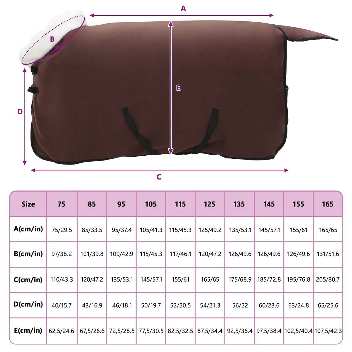 Pferdedecke Dunkelbraun 115 cm Polarfleece