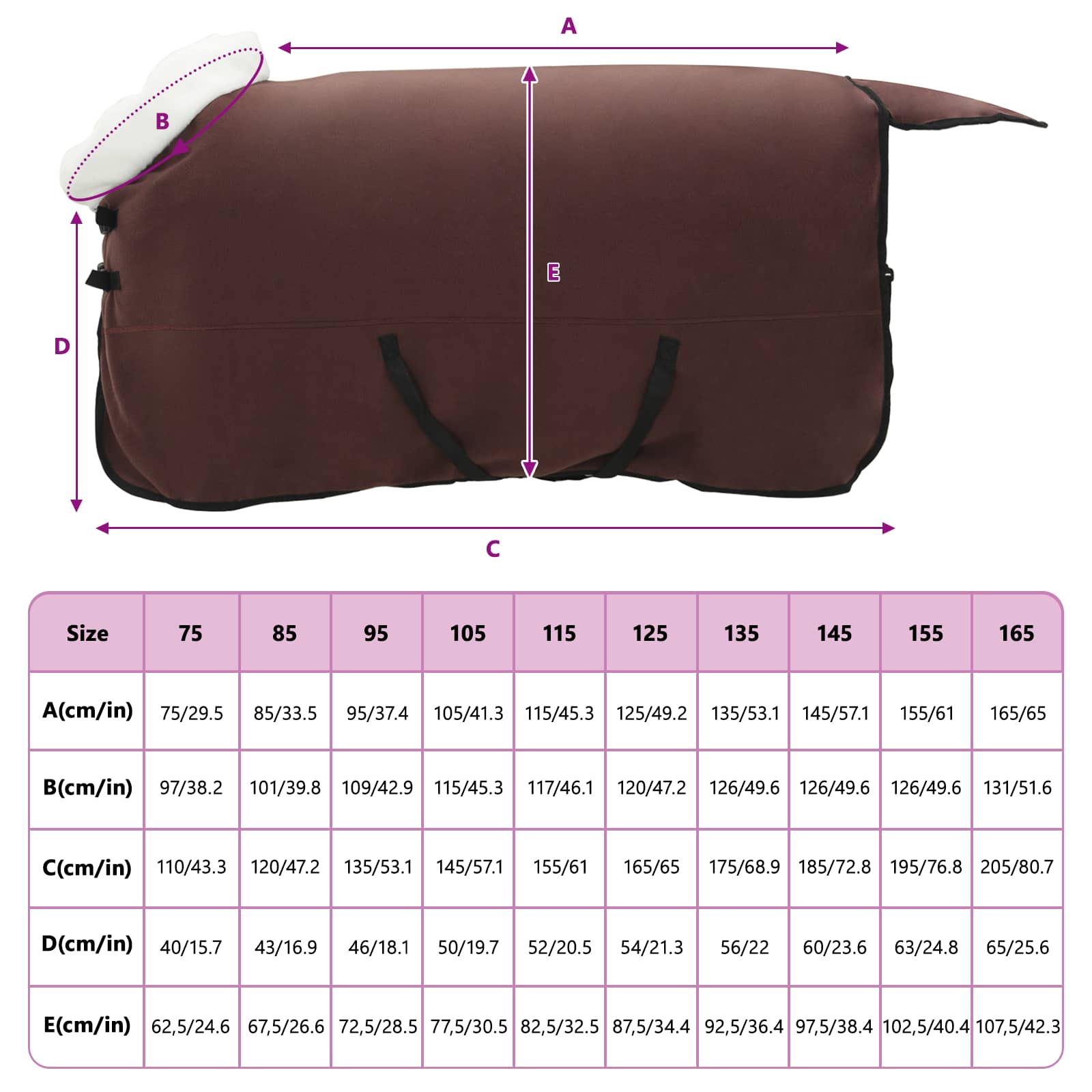 Pferdedecke Volles Dunkelbraun 135 cm Polarfleece