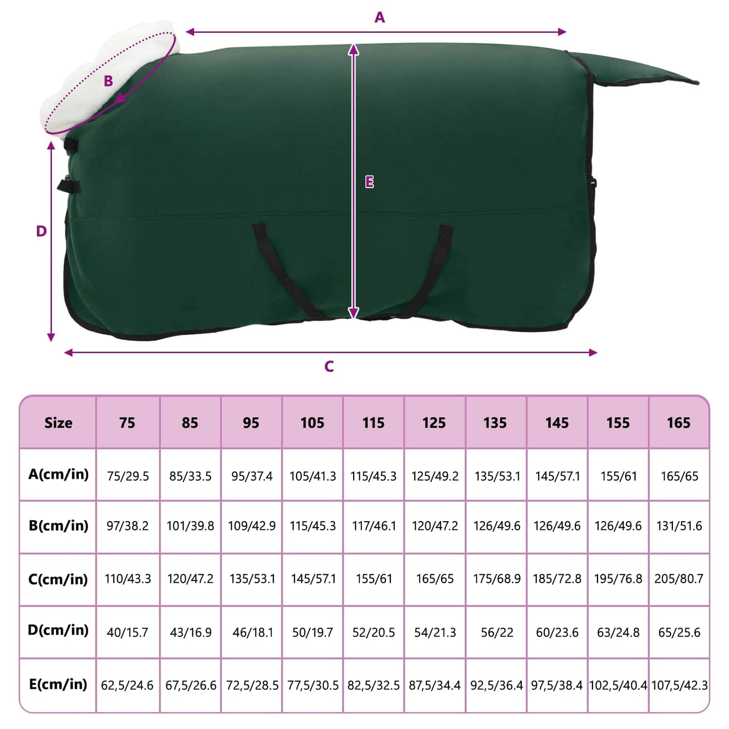 Pferdedecke Dunkelgrün 135 cm Polarfleece