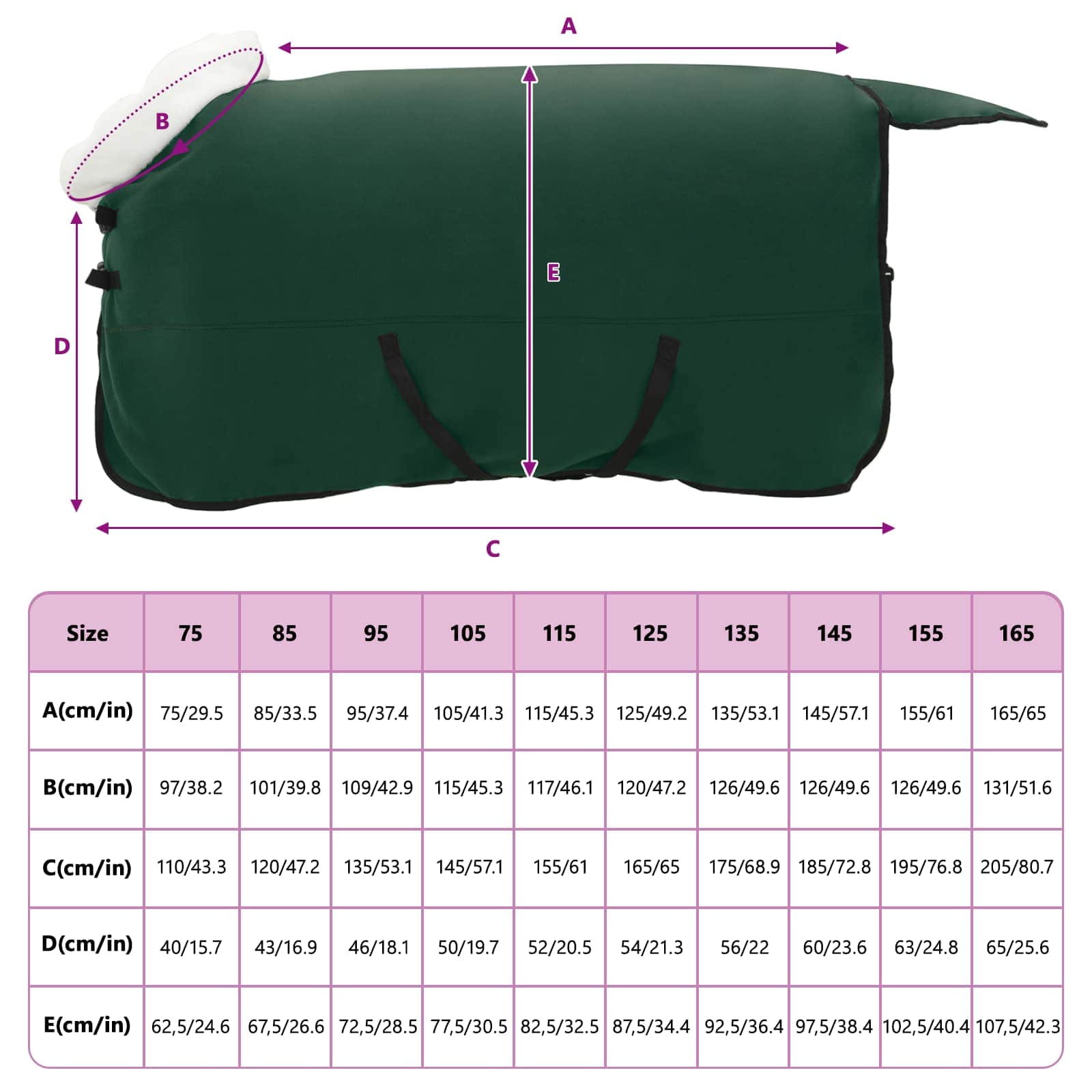 Pferdedecke Dunkelgrün 145 cm Polarfleece
