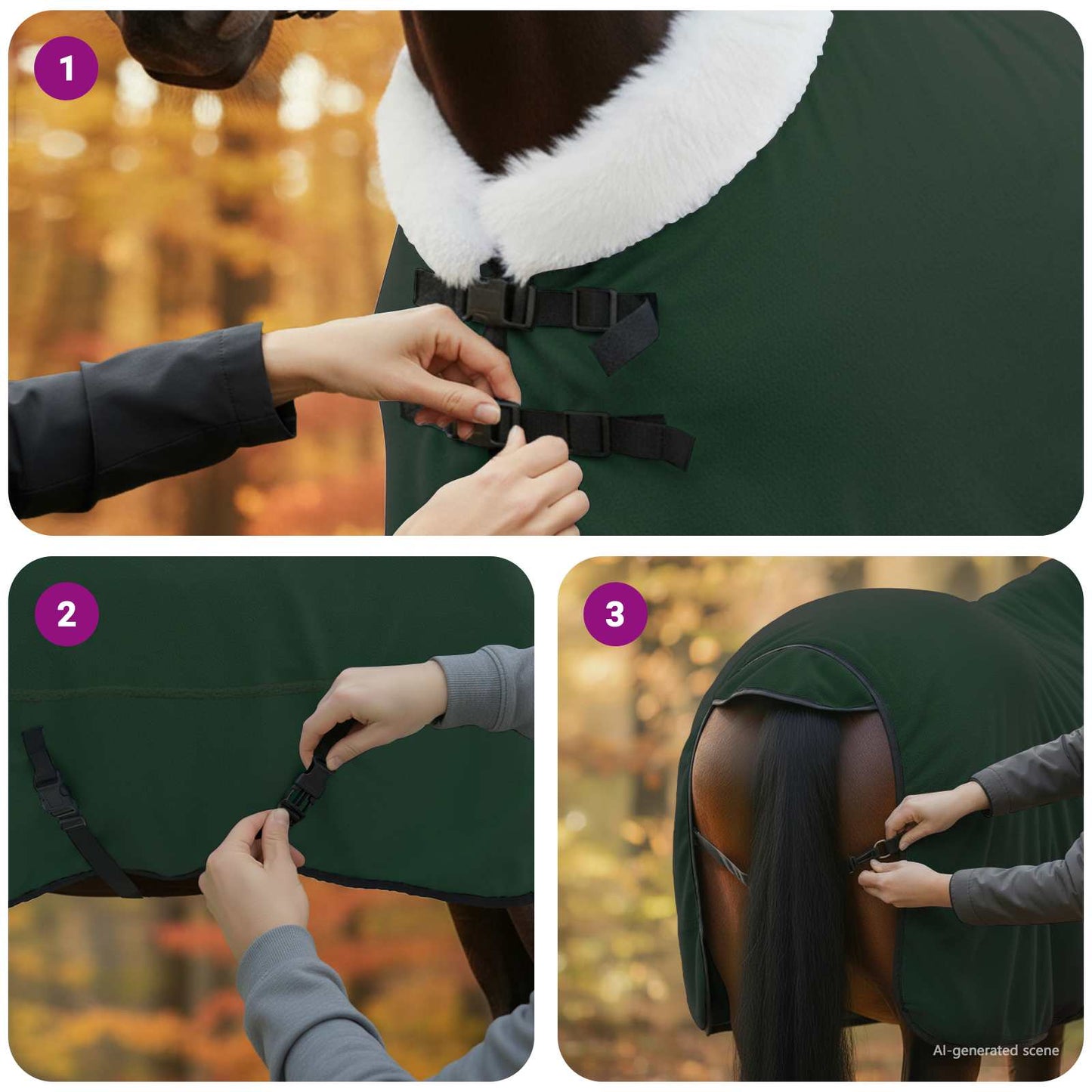 Pferdedecke Dunkelgrün 155 cm Polarfleece