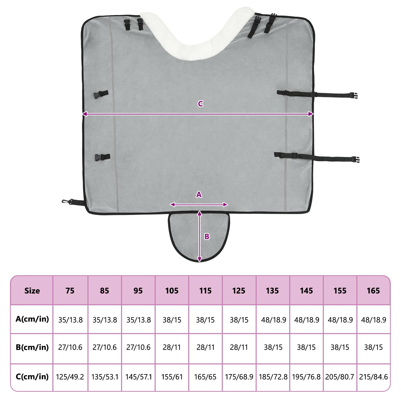 Pferdedecke Vollständiges Hellgrau 145 cm Polarfleece