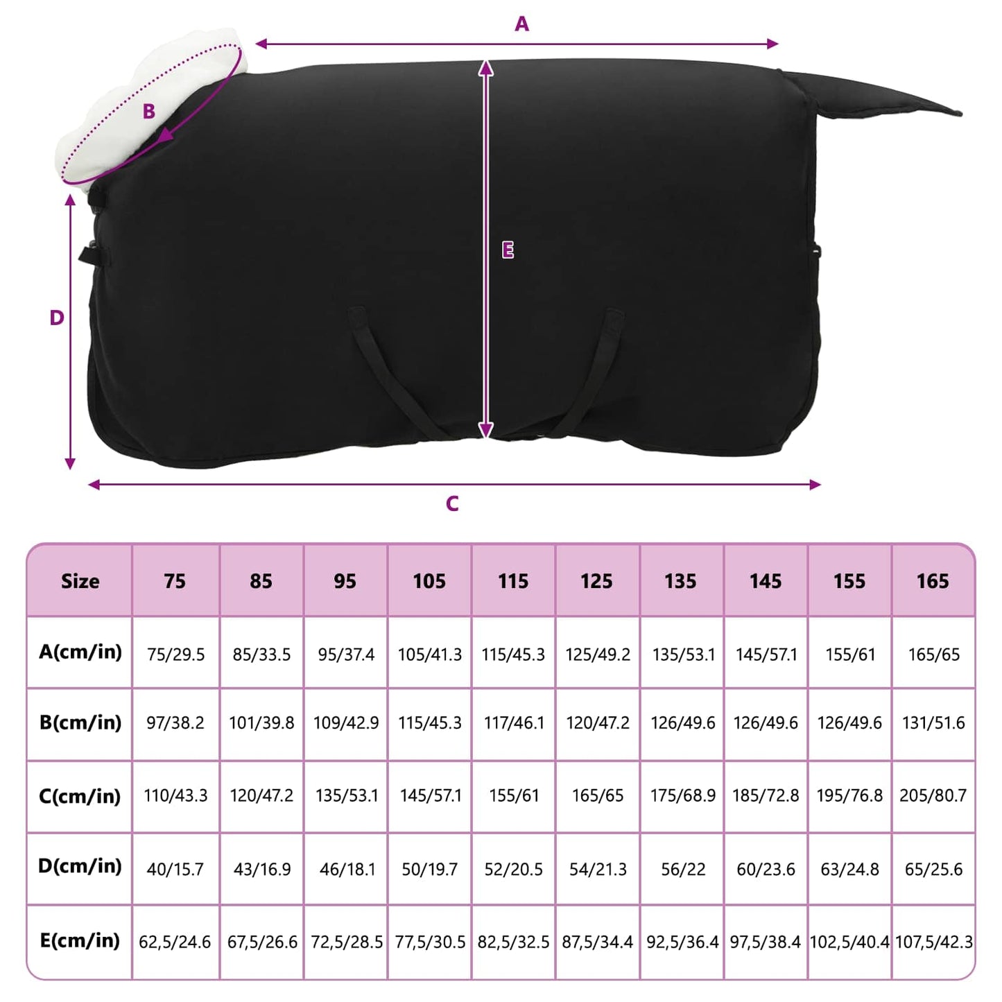 Pferdedecke Schwarz 115 cm Polarfleece