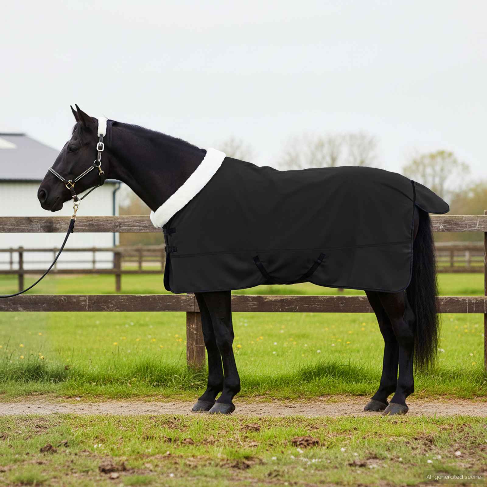 Pferdedecke Schwarz 125 cm Polarfleece
